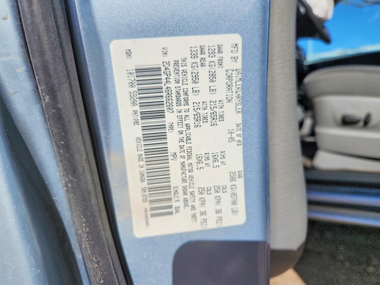 2006 Dodge Grand Caravan Sxt Silver vin: 2D4GP44L46R662607