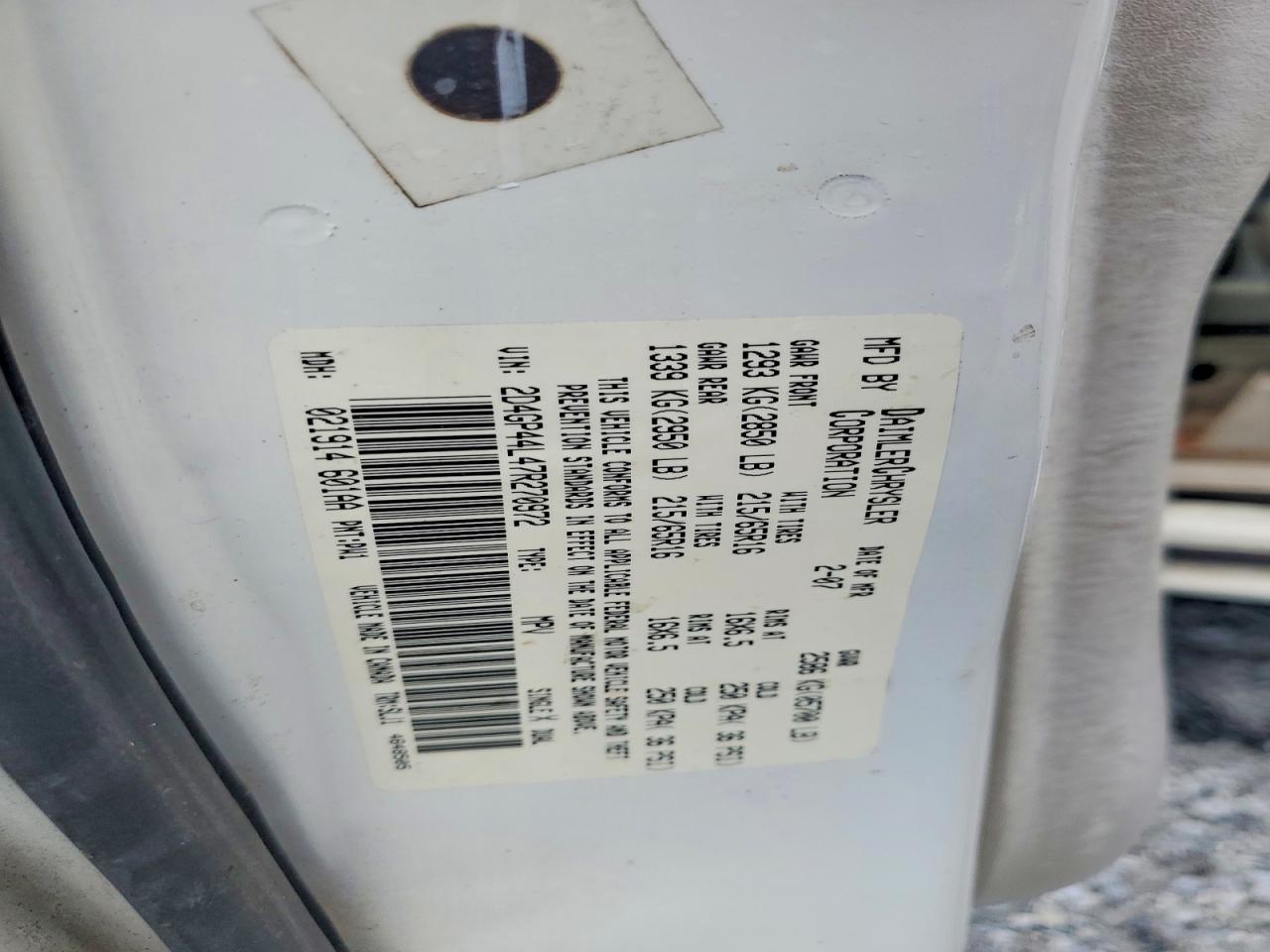 2007 Dodge Grand Caravan Sxt Белый vin: 2D4GP44L47R270972