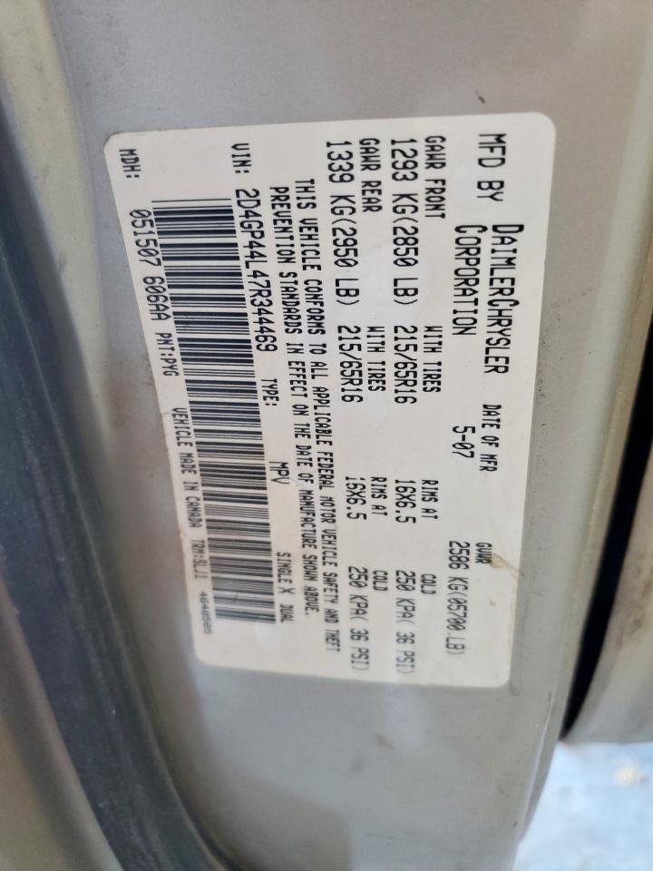 2007 Dodge Grand Caravan Sxt Tan vin: 2D4GP44L47R344469