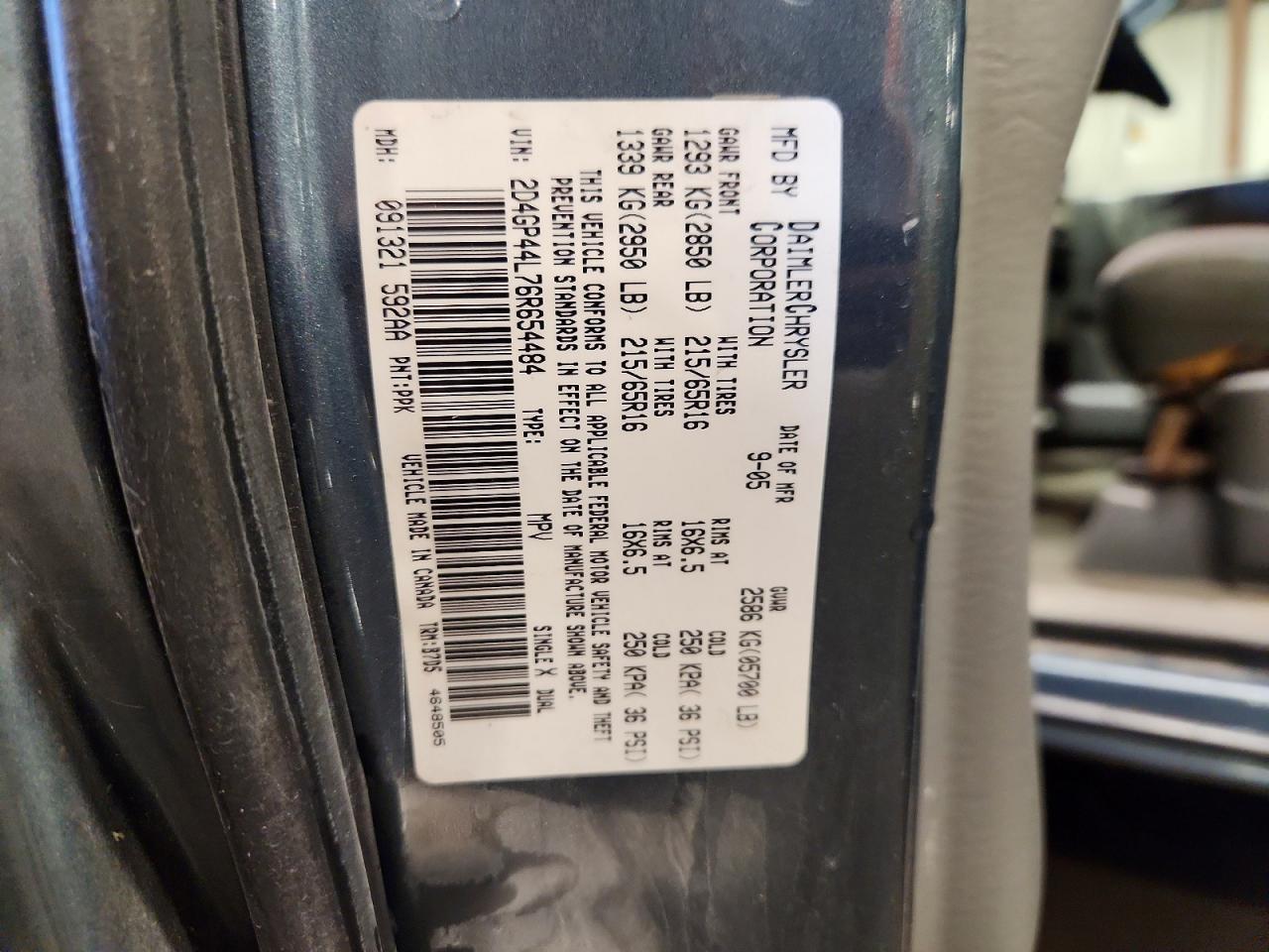 2006 Dodge Grand Caravan Sxt Gray vin: 2D4GP44L76R654484