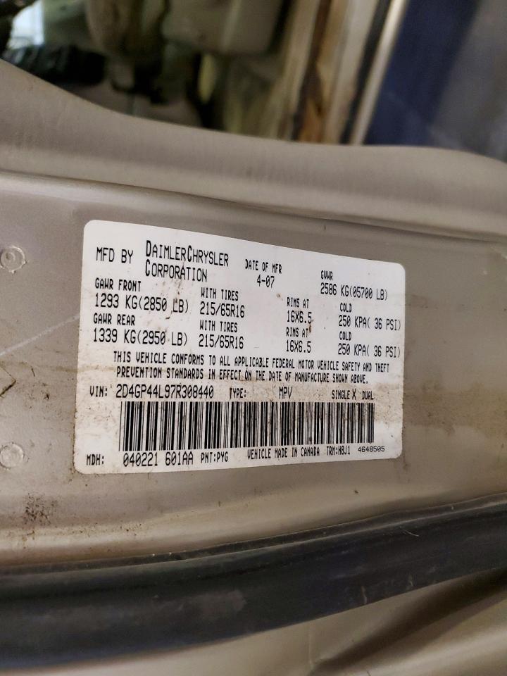 2007 Dodge Grand Caravan Sxt Gold vin: 2D4GP44L97R308440