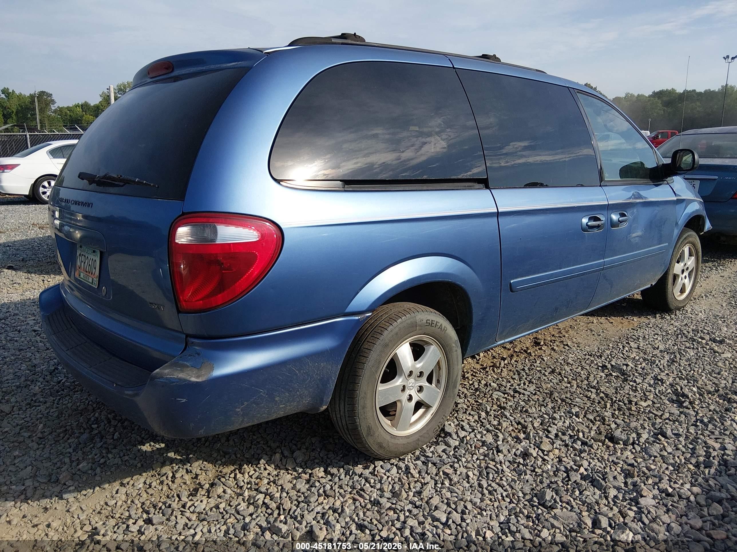 2007 Dodge Grand Caravan Sxt Blue vin: 2D4GP44LX7R143532