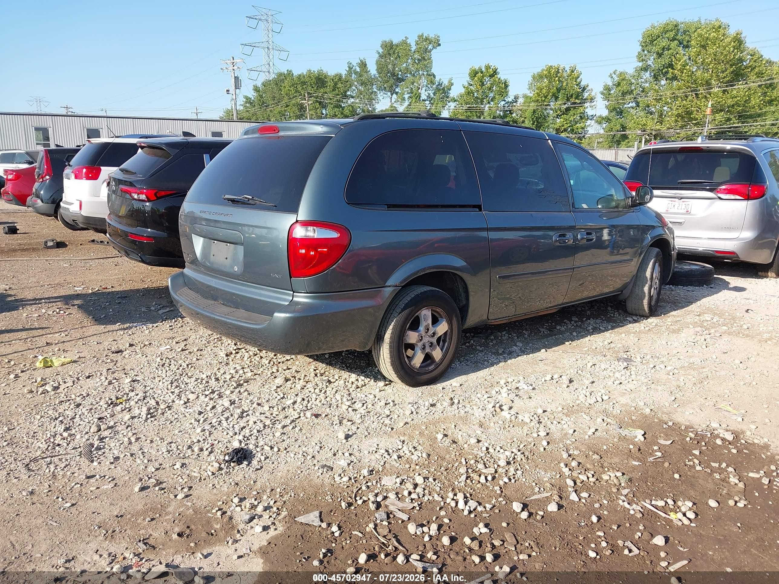 2007 Dodge Grand Caravan Sxt Blue vin: 2D4GP44LX7R296301