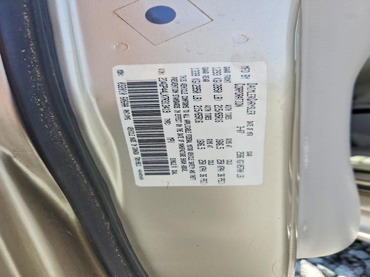 2007 Dodge Grand Caravan Sxt Tan vin: 2D4GP44LX7R313419