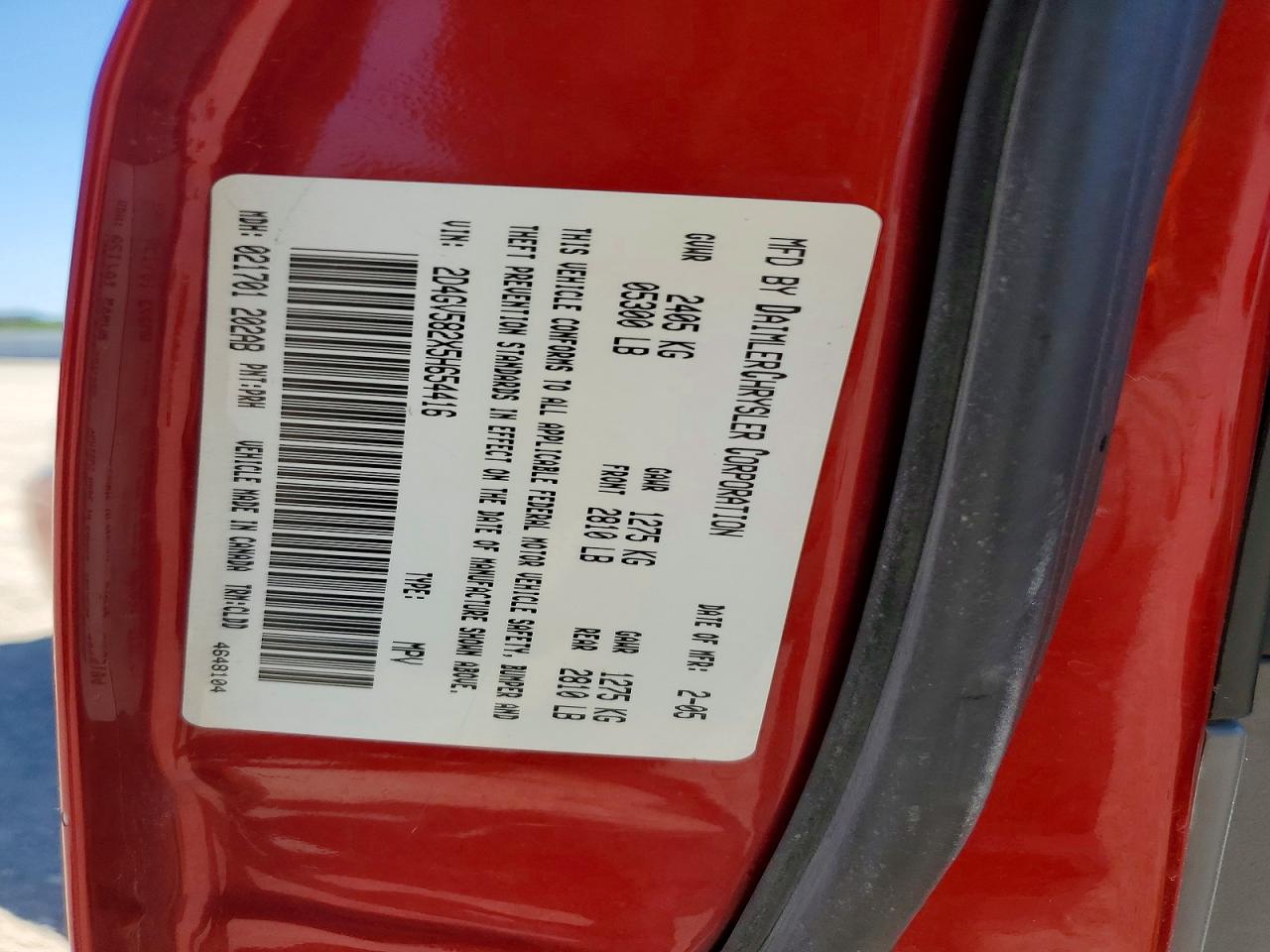 2005 Dodge Magnum R/t Red vin: 2D4GV582X5H654416