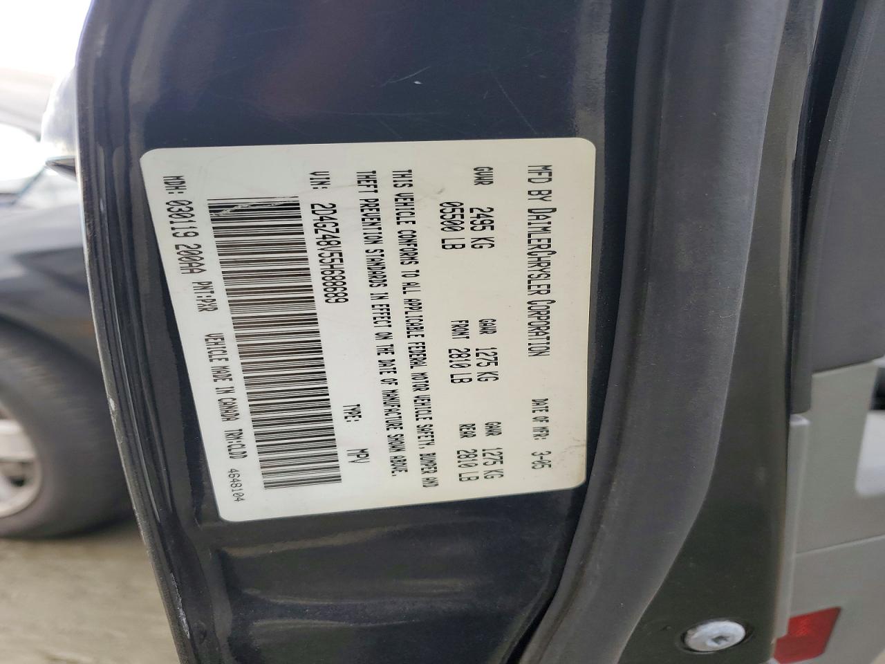 2005 Dodge Magnum Sxt Black vin: 2D4GZ48V55H688689