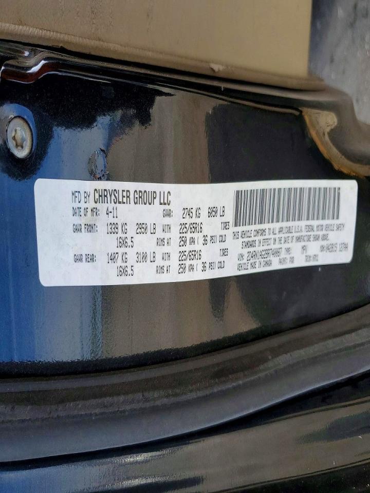 2011 Dodge Grand Caravan C/v Black vin: 2D4RN1AG2BR740087
