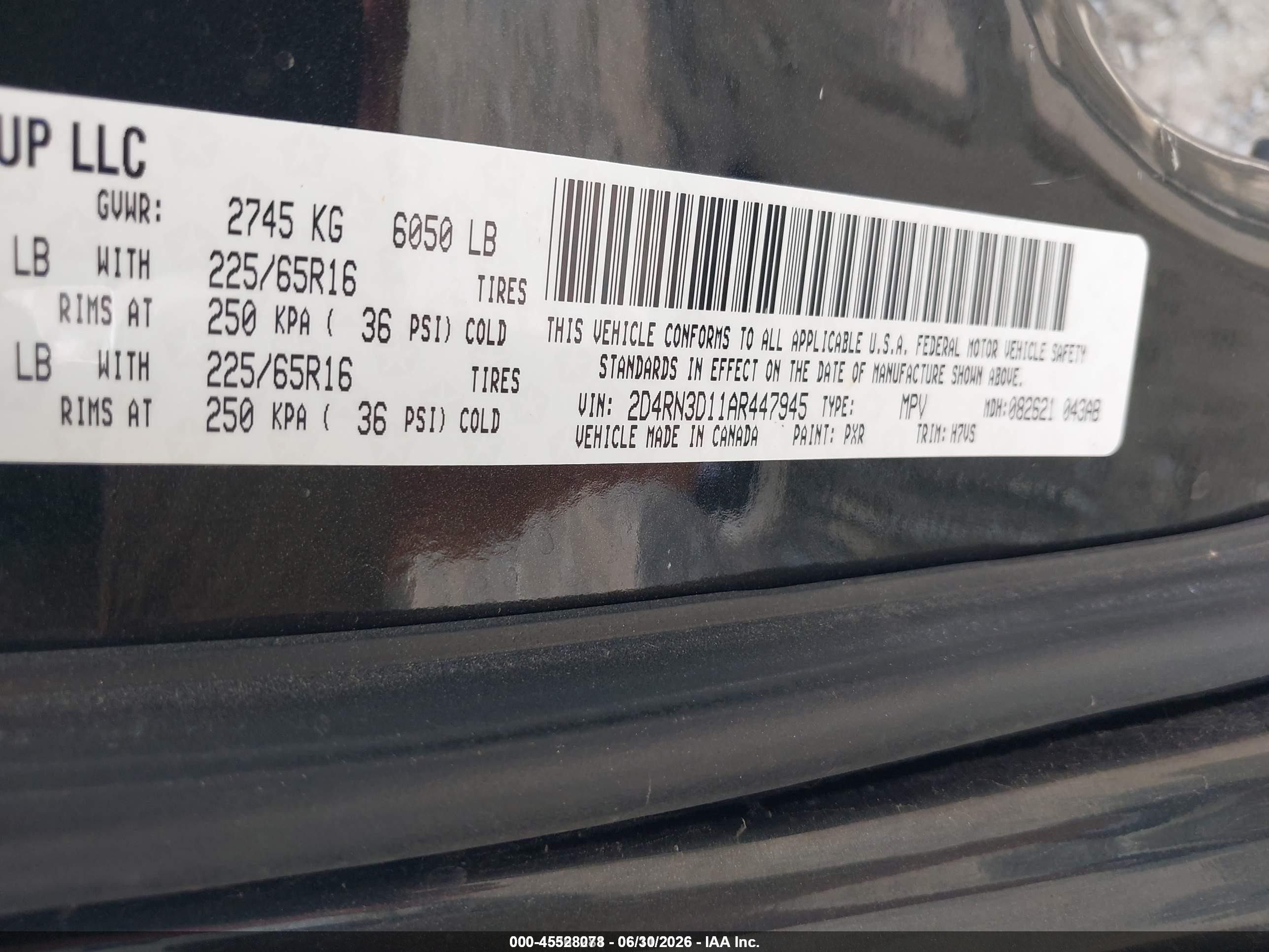 2010 Dodge Grand Caravan Hero Black vin: 2D4RN3D11AR447945