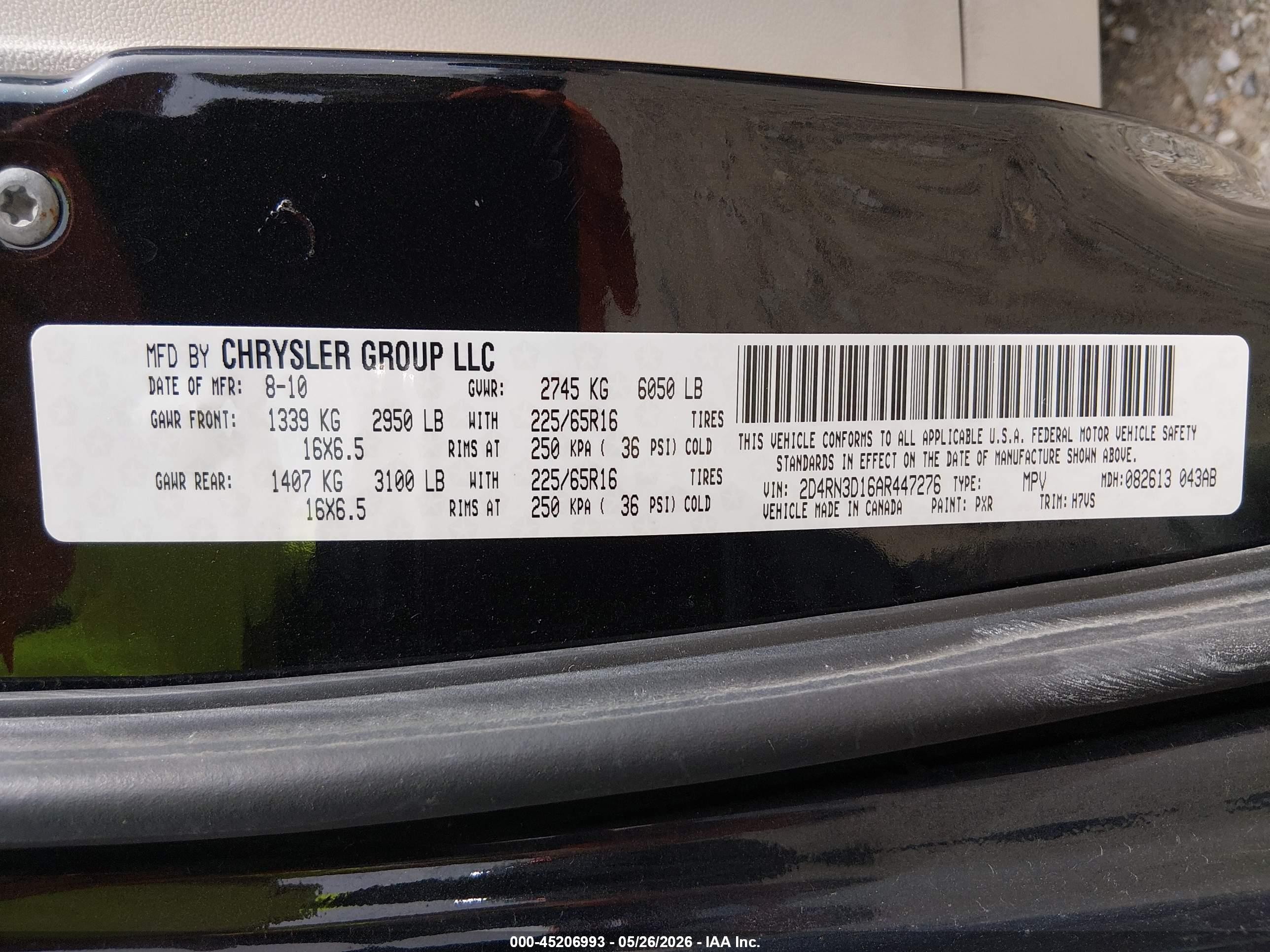2010 Dodge Grand Caravan Hero Black vin: 2D4RN3D16AR447276