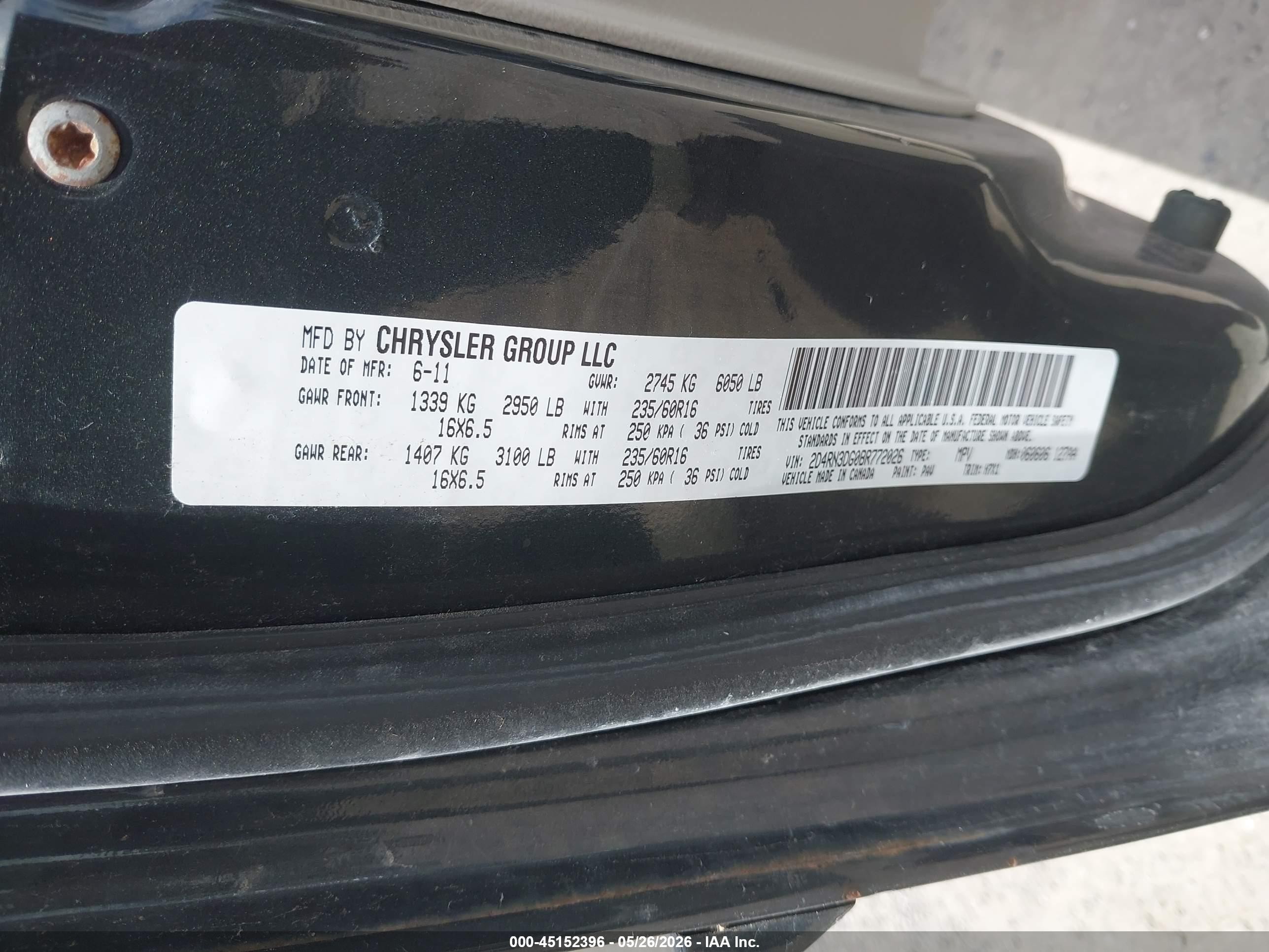 2011 Dodge Grand Caravan Mainstreet Gray vin: 2D4RN3DG0BR772026