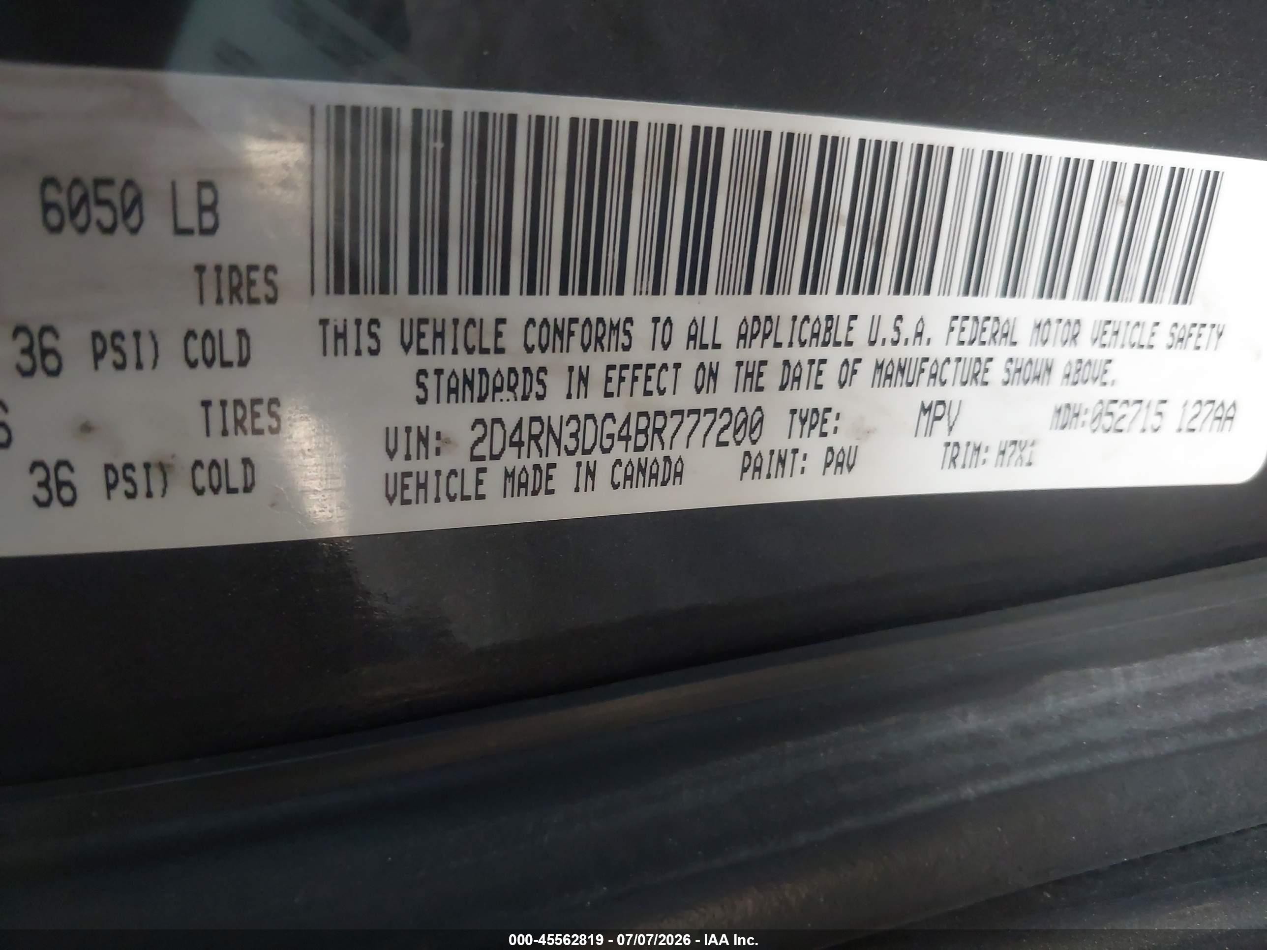 2011 Dodge Grand Caravan Mainstreet Beige vin: 2D4RN3DG4BR777200
