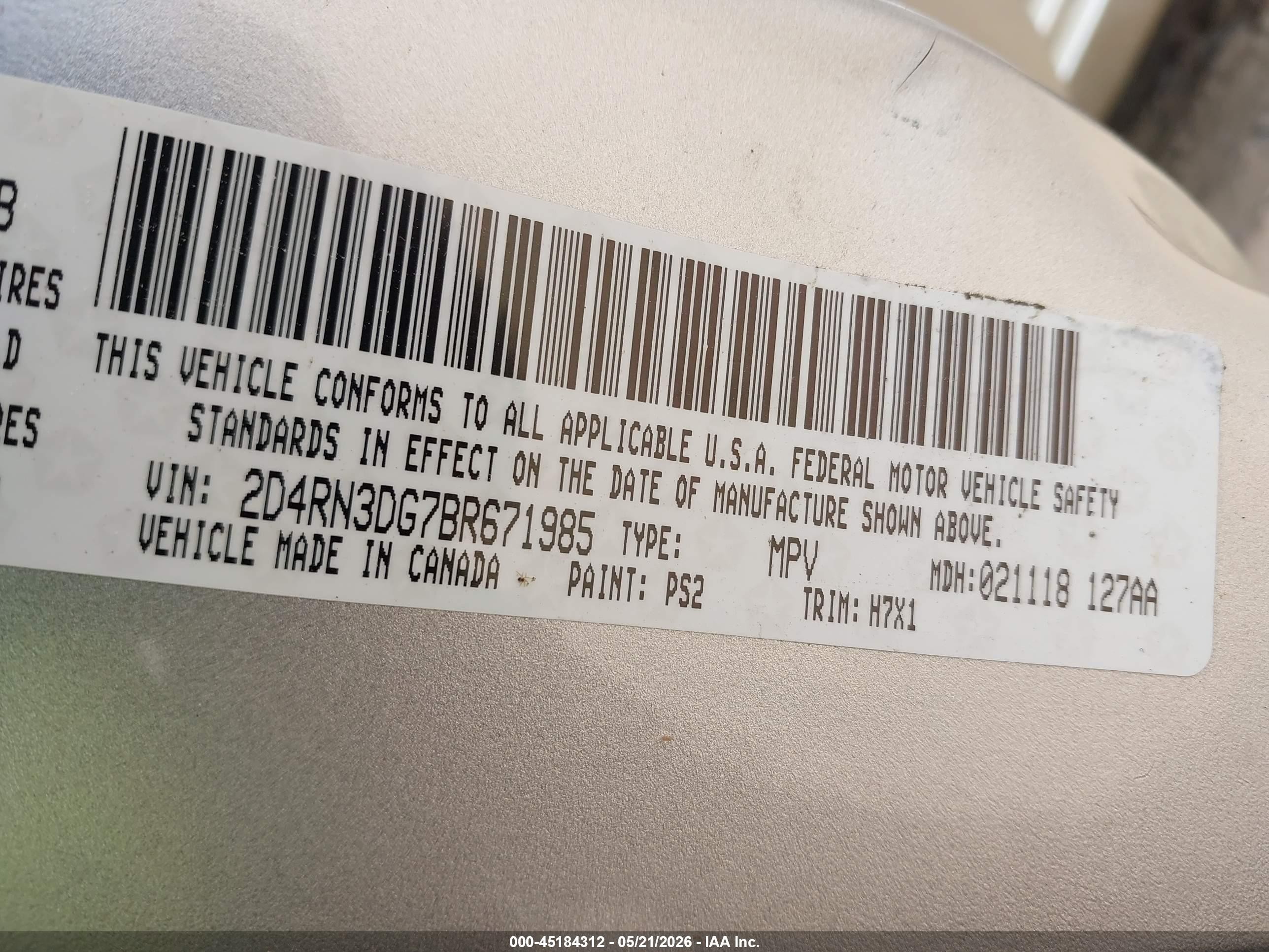 2011 Dodge Grand Caravan Mainstreet Silver vin: 2D4RN3DG7BR671985