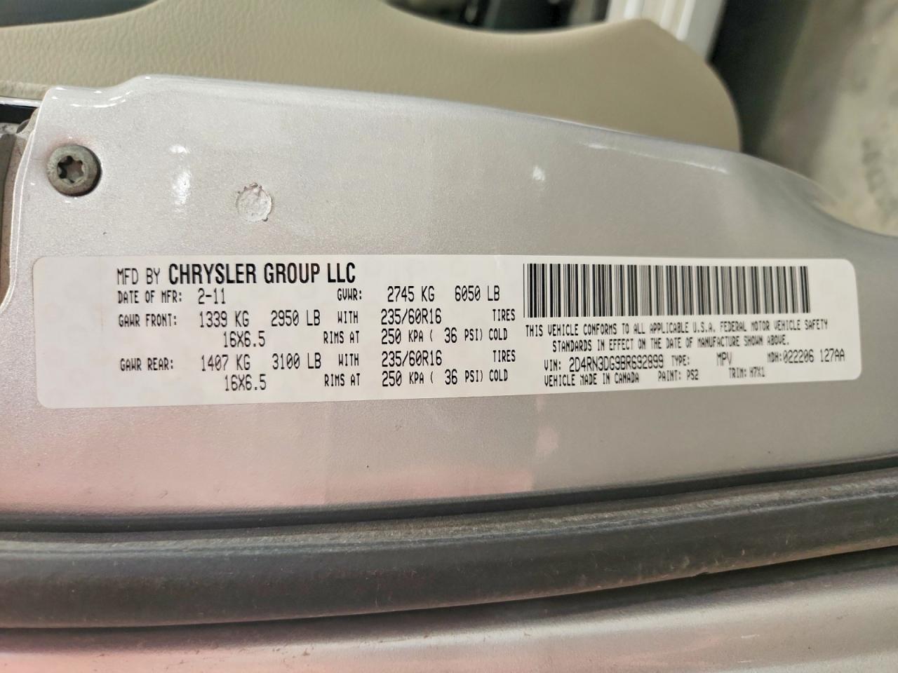 2011 Dodge Grand Caravan Mainstreet Silver vin: 2D4RN3DG9BR692899