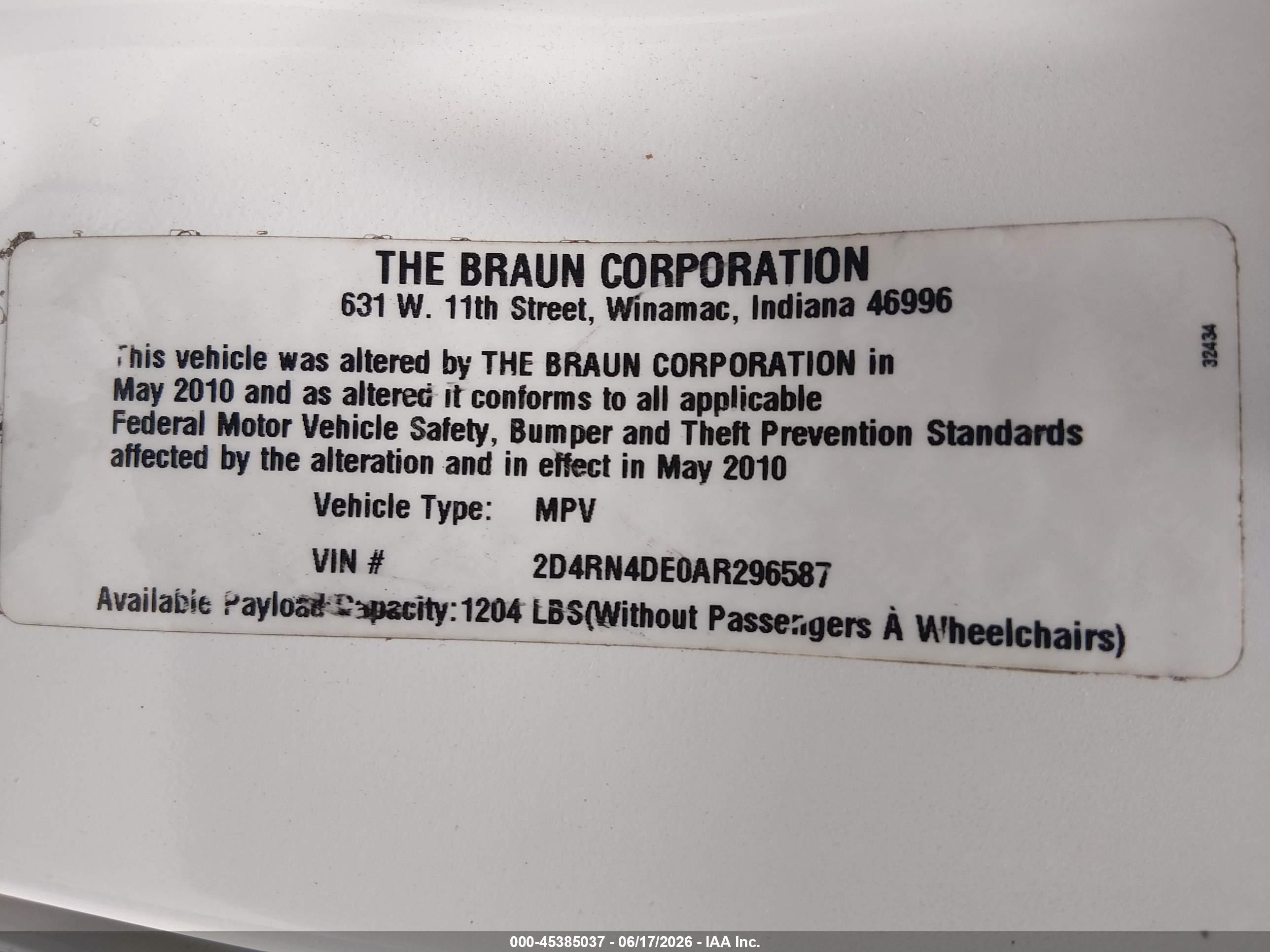 2010 Dodge Grand Caravan Se White vin: 2D4RN4DE0AR296587