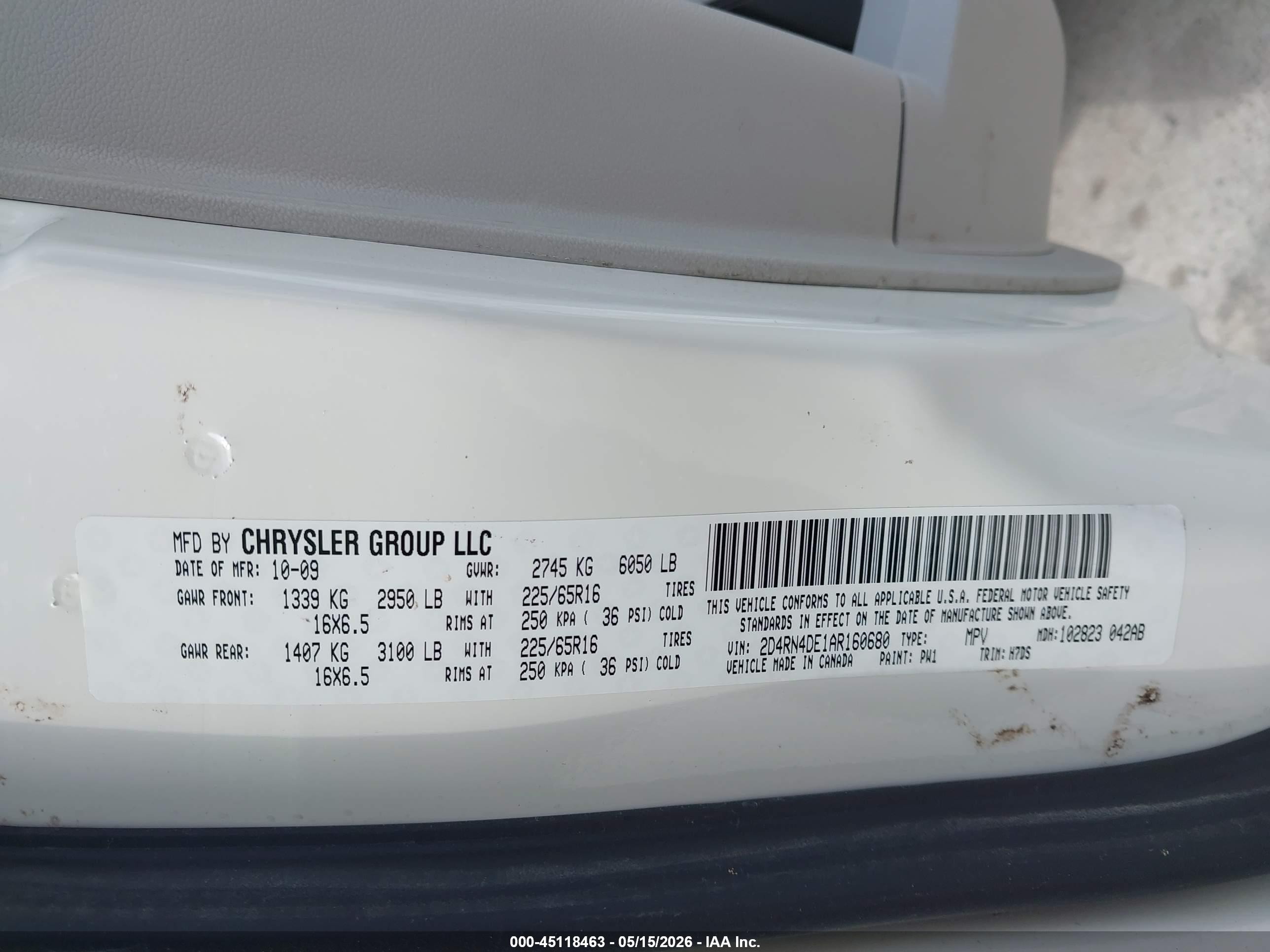 2010 Dodge Grand Caravan Se White vin: 2D4RN4DE1AR160680