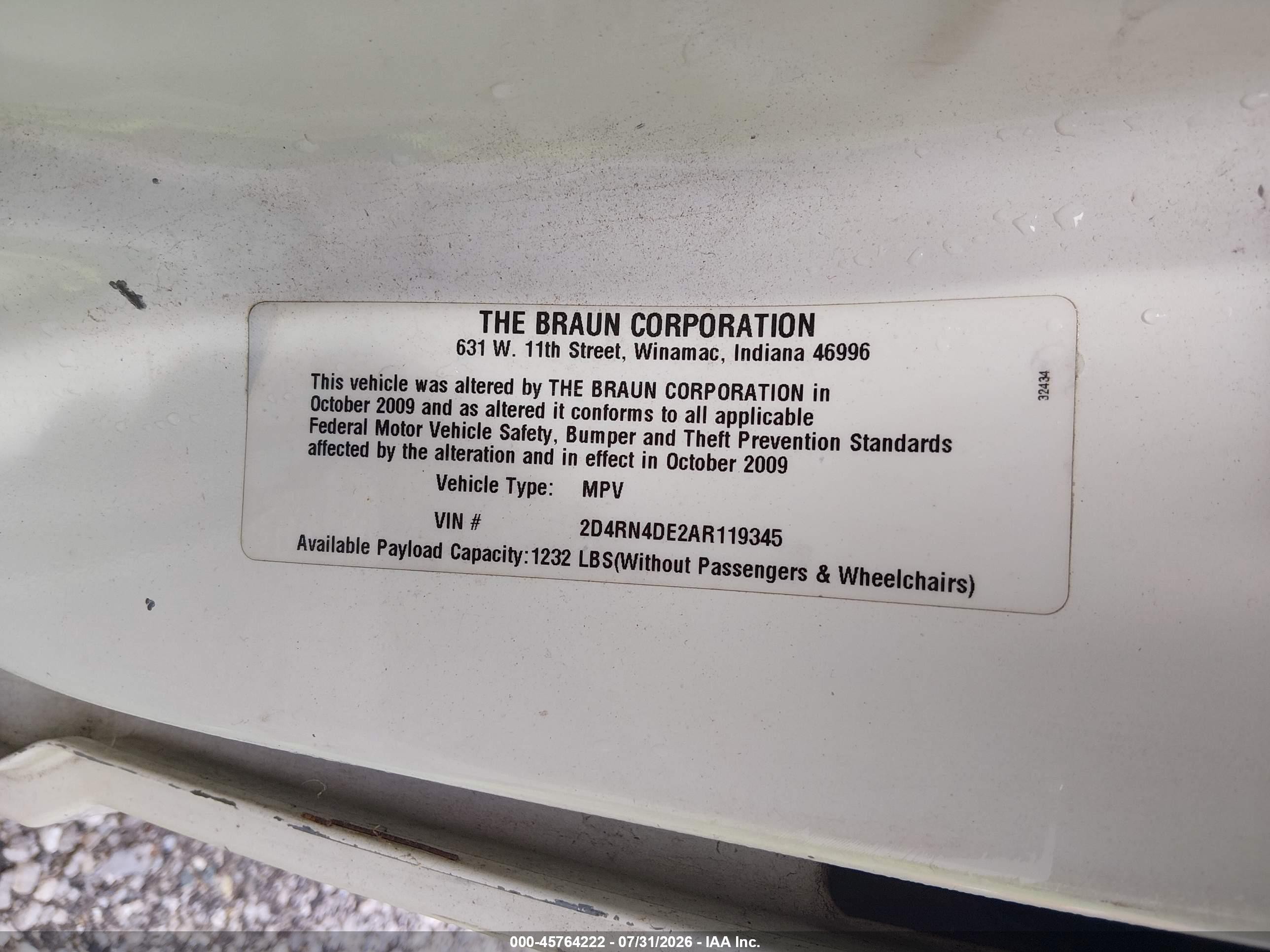 2010 Dodge Grand Caravan Se White vin: 2D4RN4DE2AR119345
