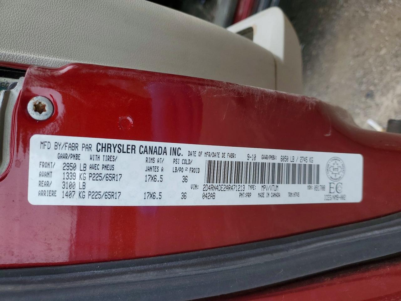 2010 Dodge Grand Caravan Se Red vin: 2D4RN4DE2AR471213