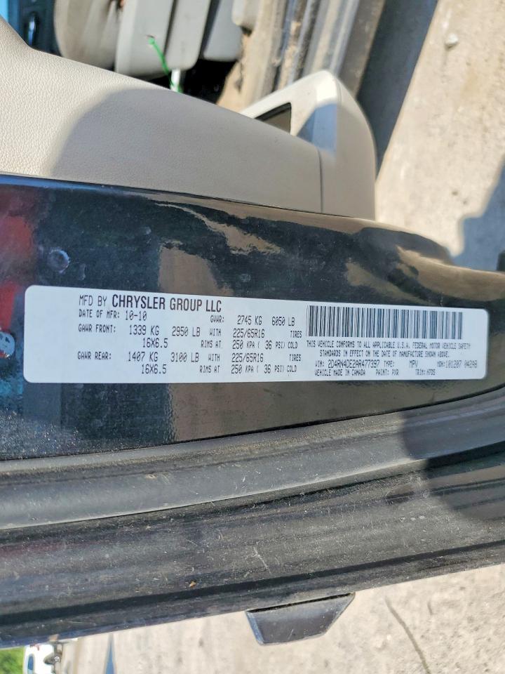 2010 Dodge Caravan Black vin: 2D4RN4DE2AR477397