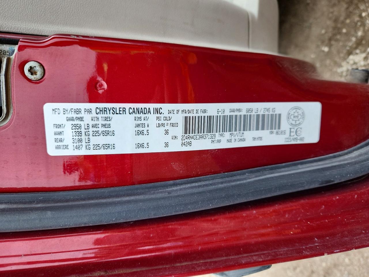 2010 Dodge Grand Caravan Se Red vin: 2D4RN4DE3AR371329