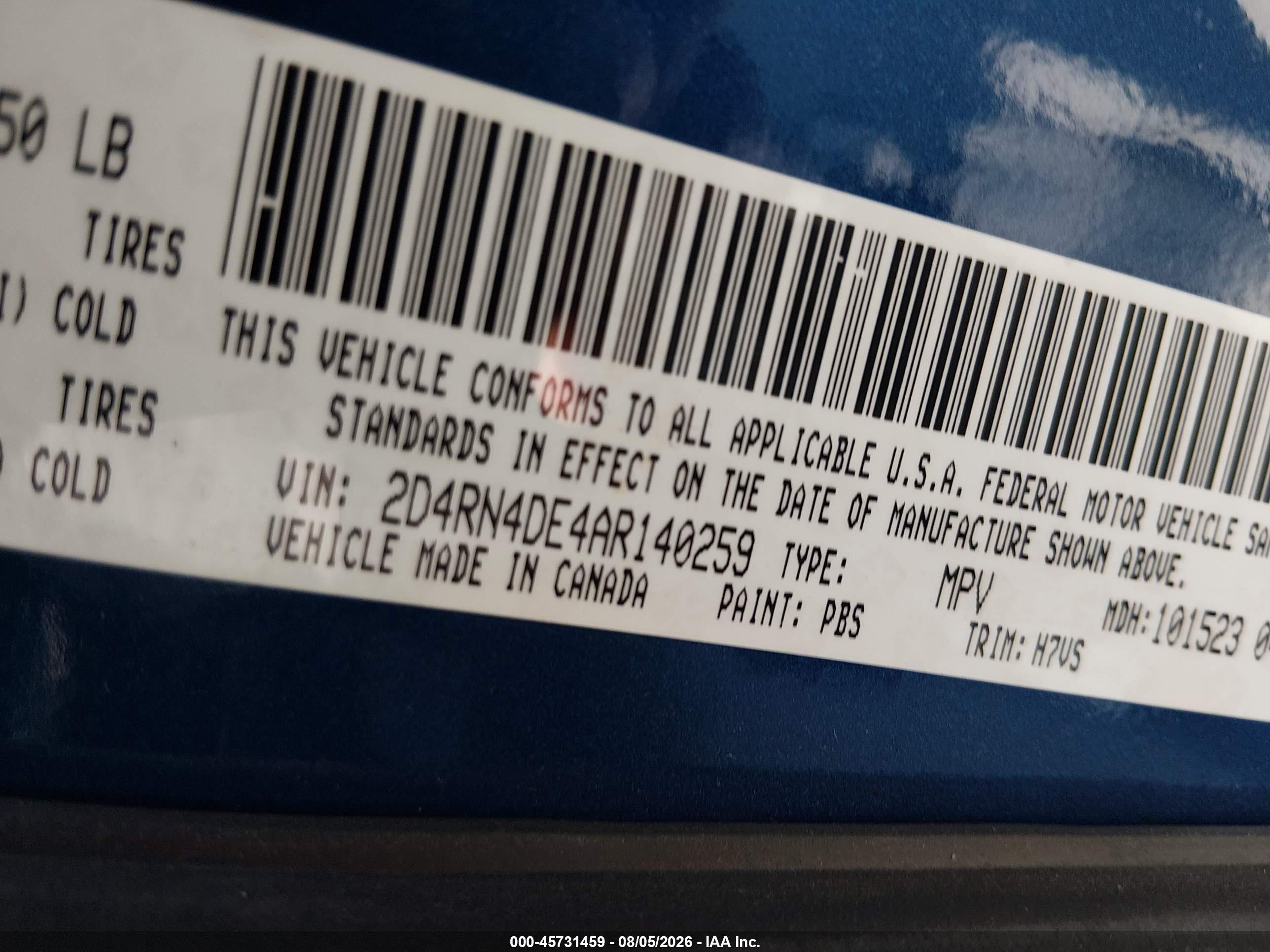 2010 Dodge Grand Caravan Se Blue vin: 2D4RN4DE4AR140259