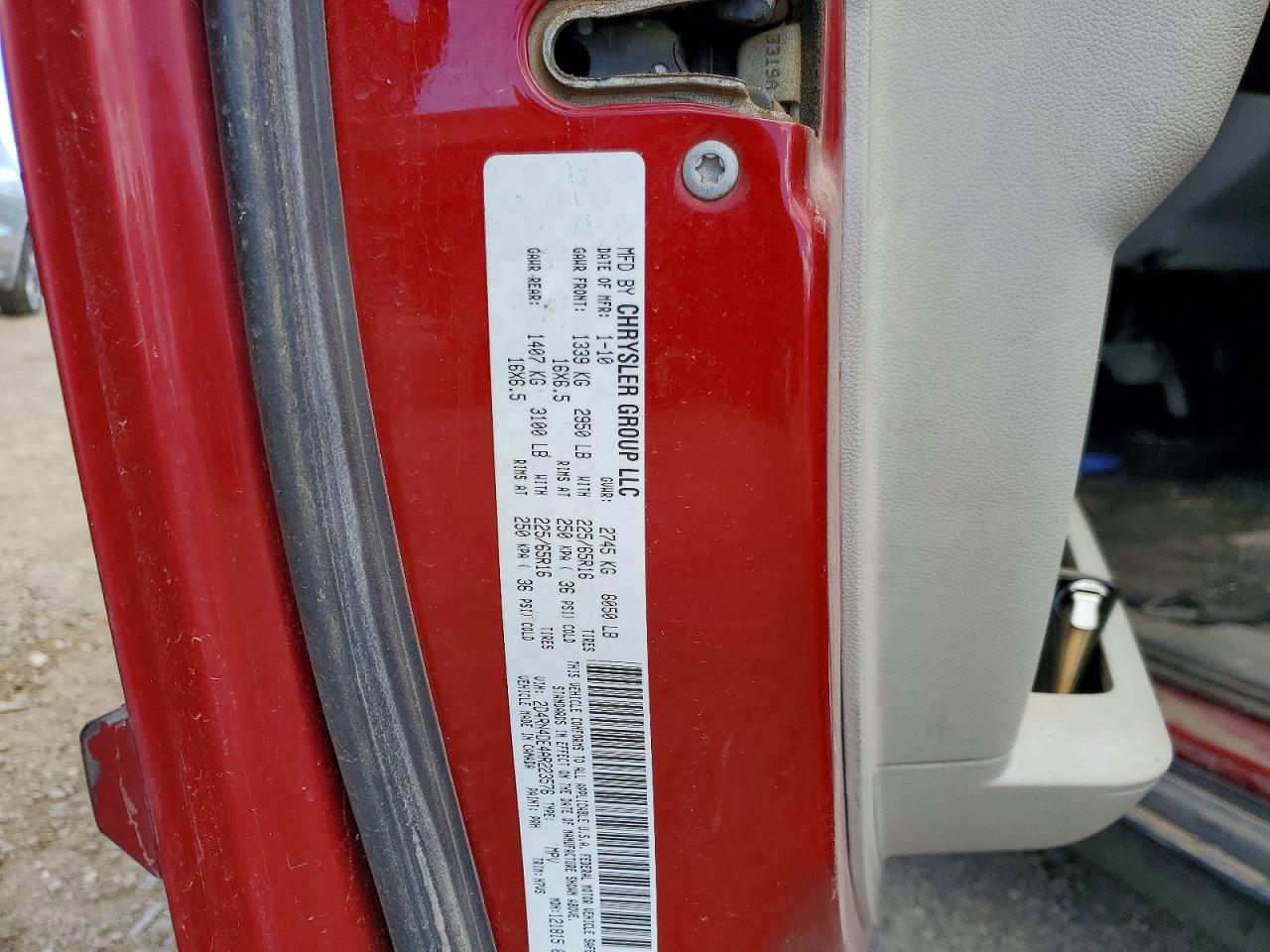 2010 Dodge Grand Caravan Se Red vin: 2D4RN4DE4AR223576
