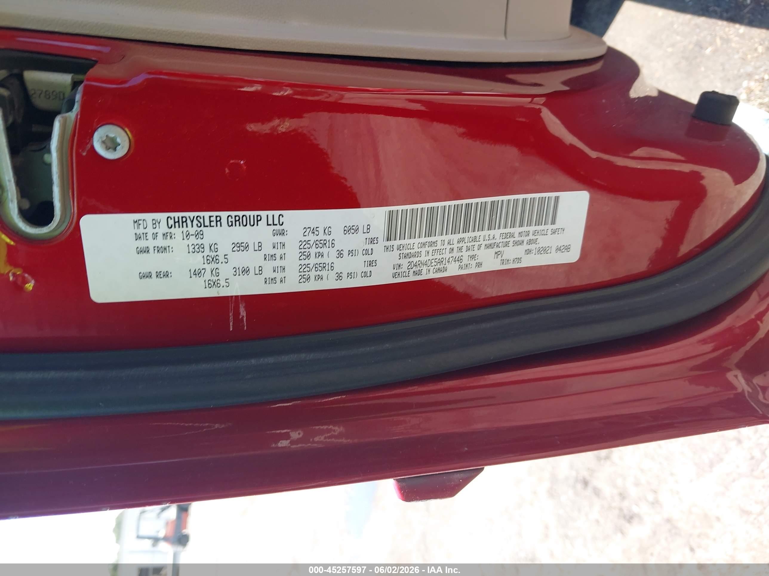 2010 Dodge Grand Caravan Se Red vin: 2D4RN4DE5AR147446