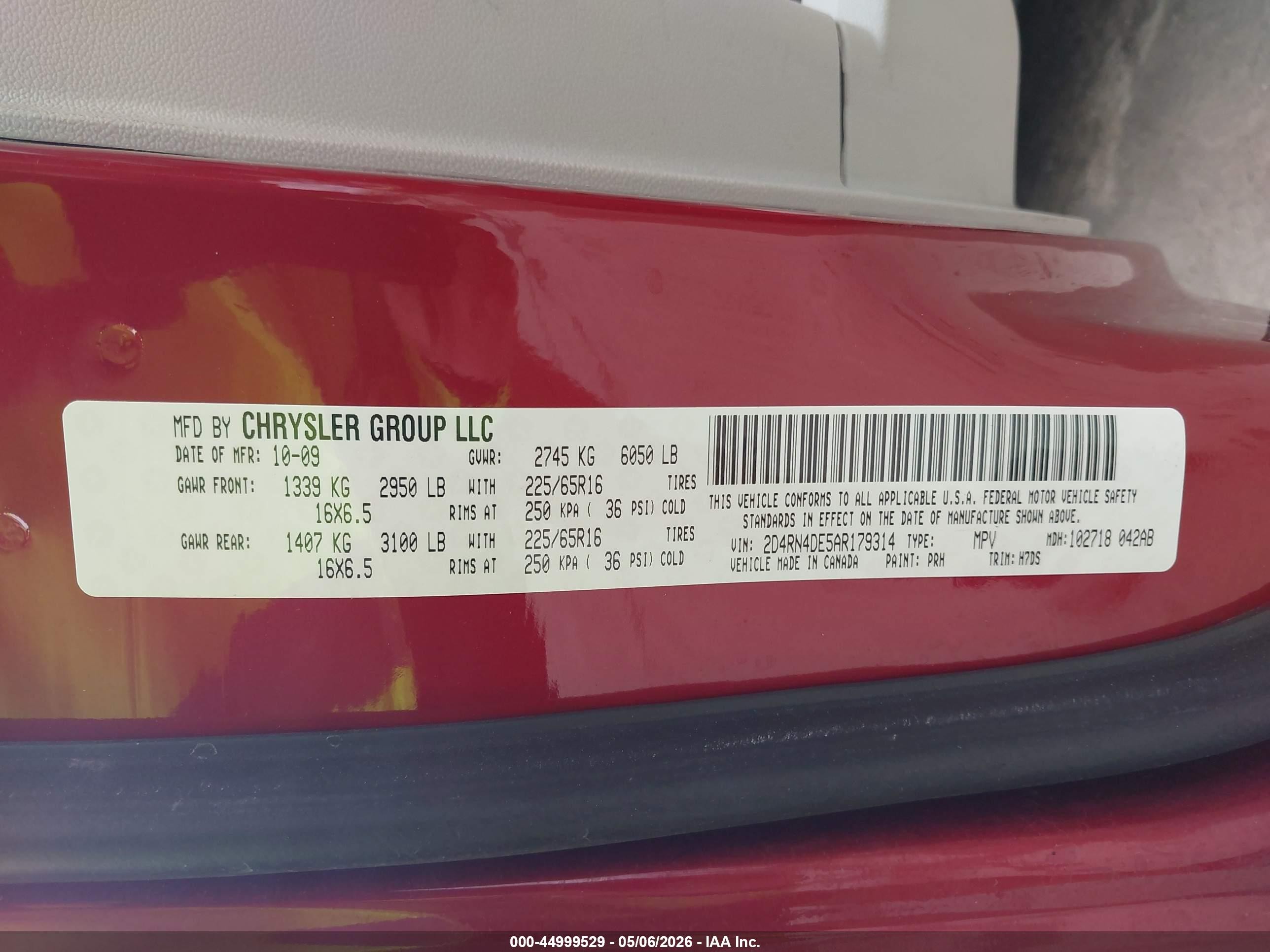 2010 Dodge Grand Caravan Se Red vin: 2D4RN4DE5AR179314