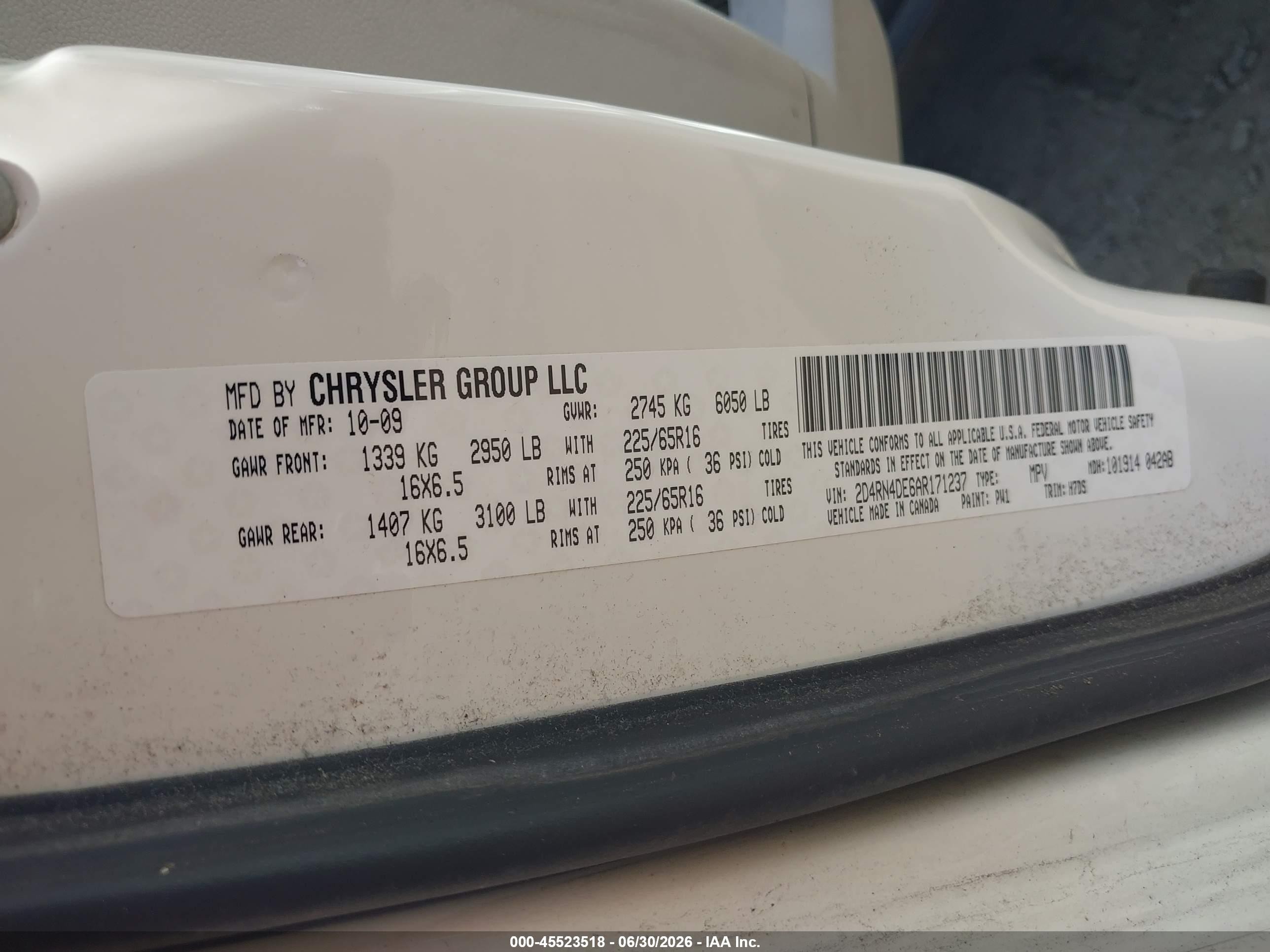 2010 Dodge Grand Caravan Se White vin: 2D4RN4DE6AR171237