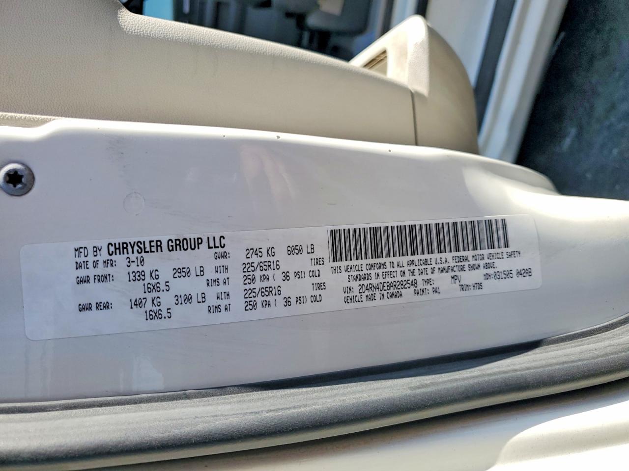 2010 Dodge Grand Caravan Se White vin: 2D4RN4DE8AR282548