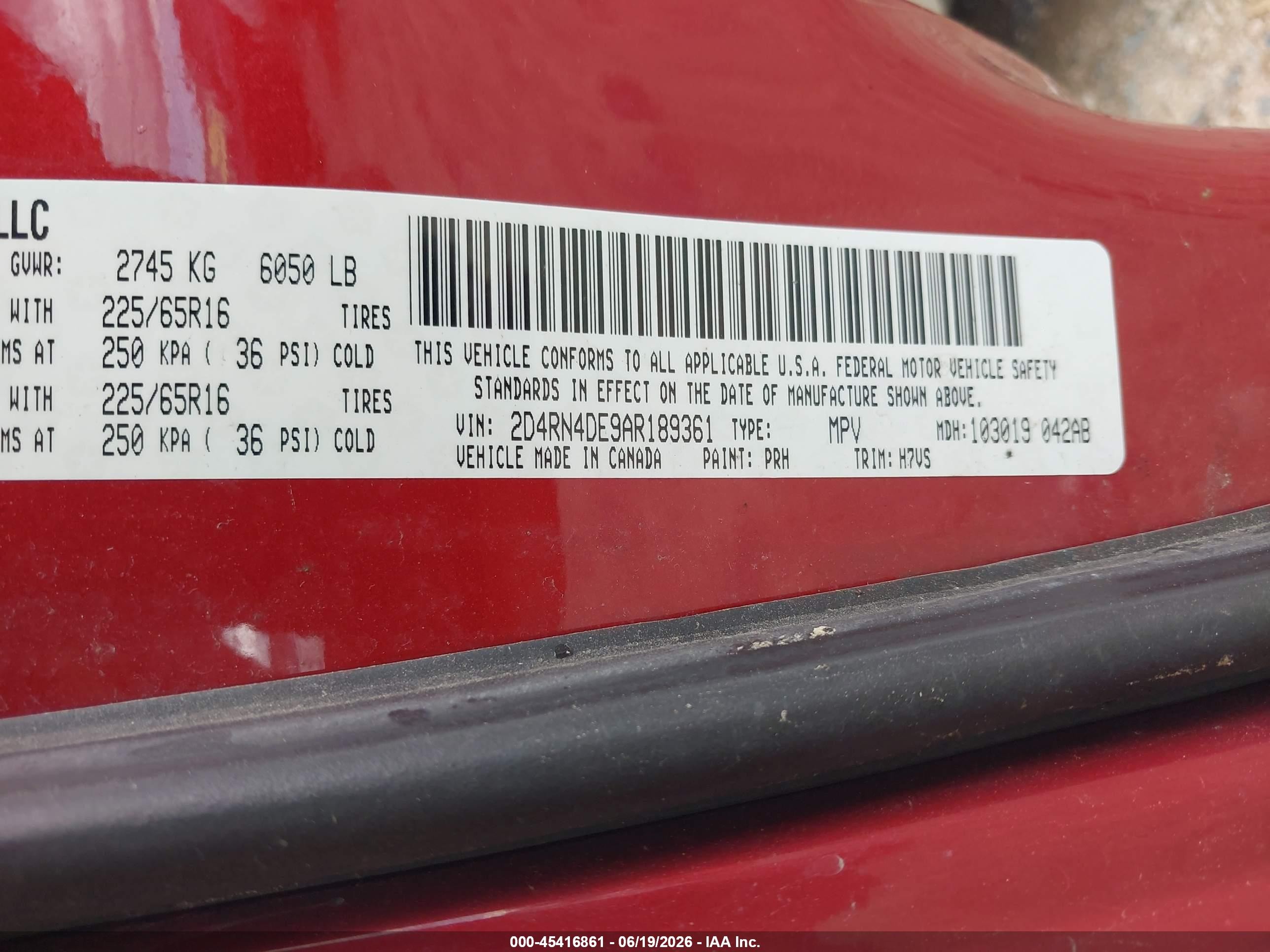2010 Dodge Grand Caravan Se Red vin: 2D4RN4DE9AR189361