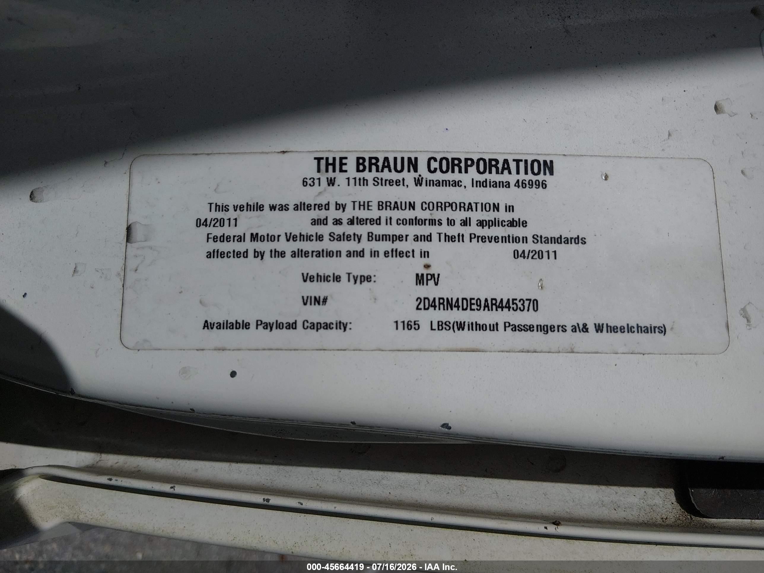 2010 Dodge Grand Caravan Se White vin: 2D4RN4DE9AR445370