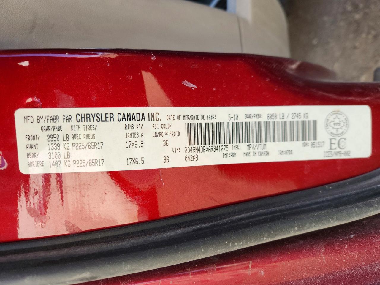2010 Dodge Grand Caravan Se Red vin: 2D4RN4DEXAR341275
