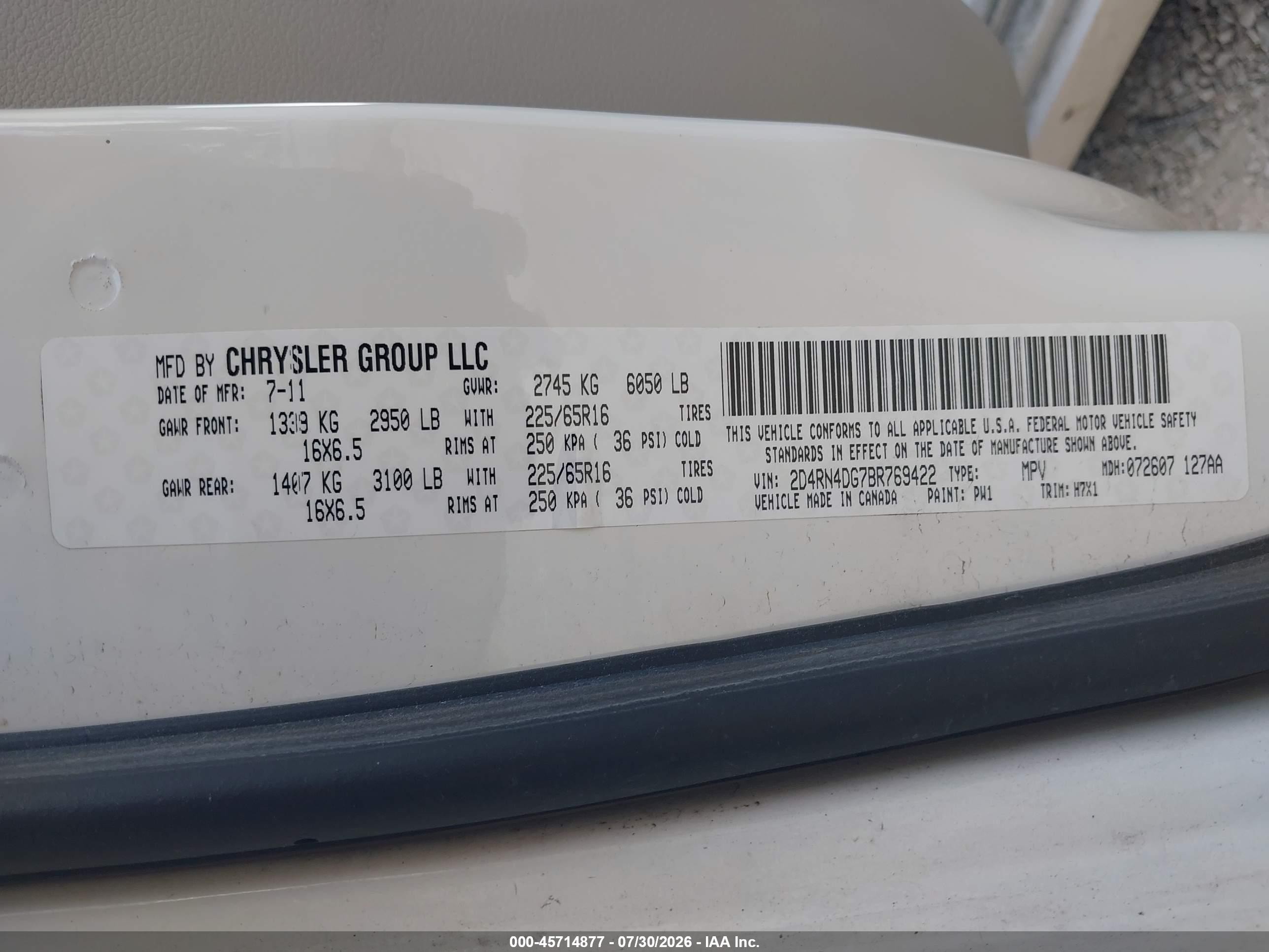 2011 Dodge Grand Caravan Express White vin: 2D4RN4DG7BR769422