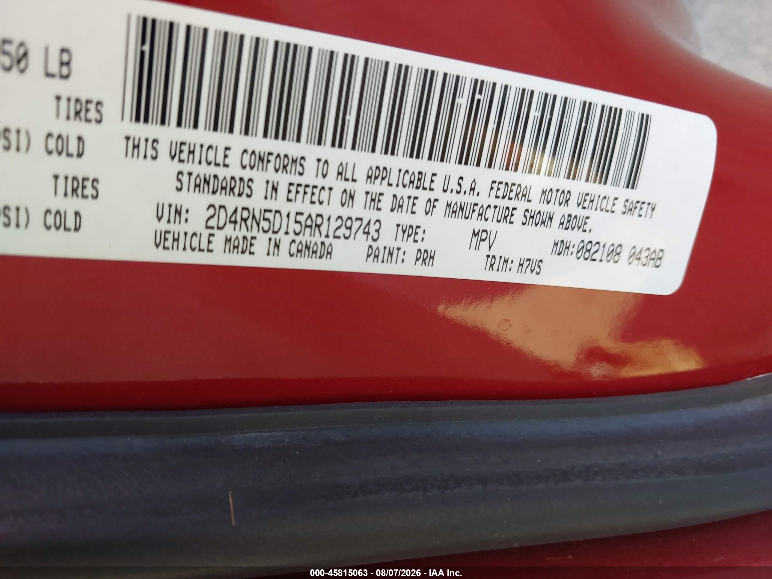 2010 Dodge Grand Caravan Sxt Red vin: 2D4RN5D15AR129743