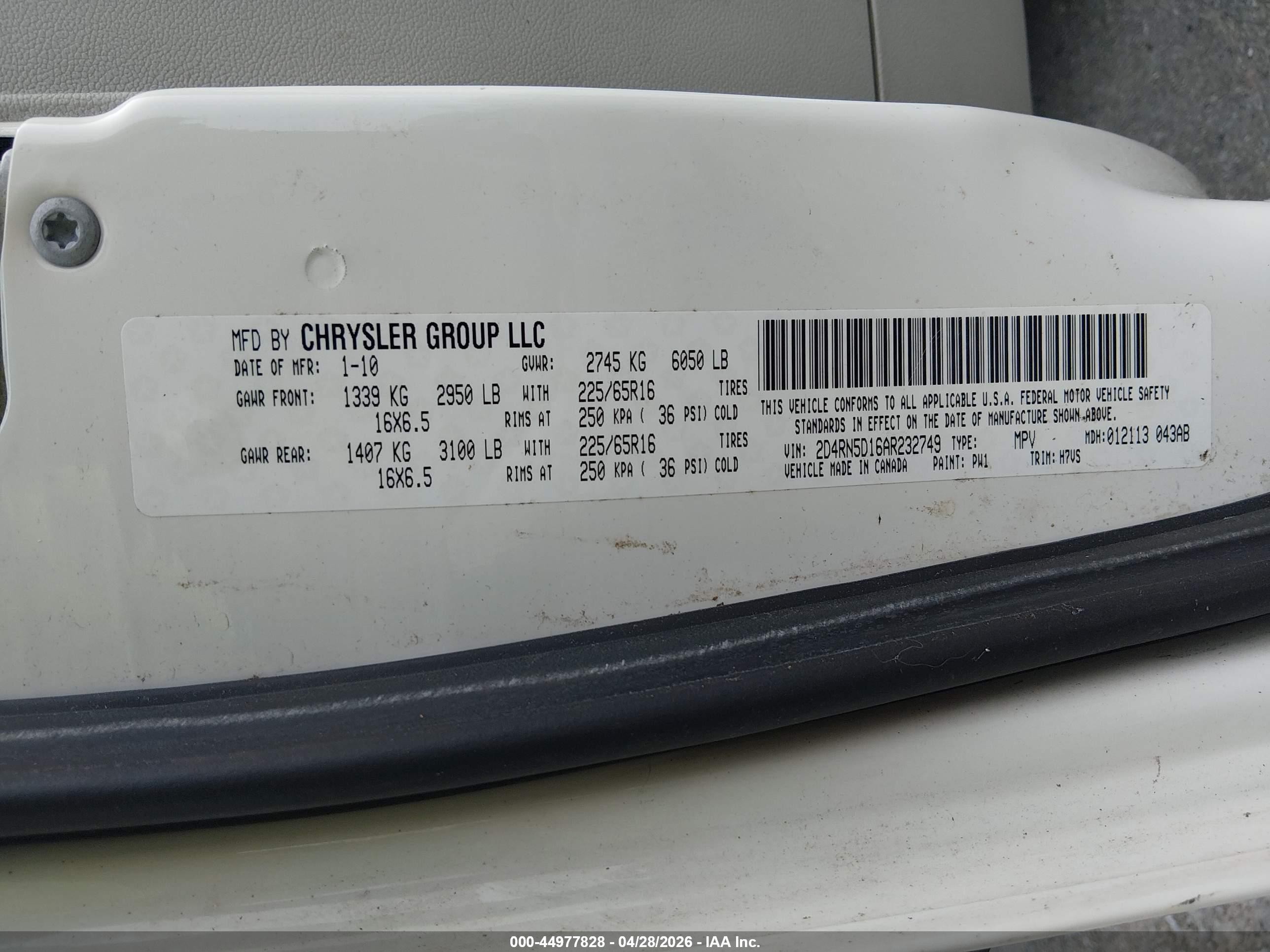 2010 Dodge Grand Caravan Sxt White vin: 2D4RN5D16AR232749
