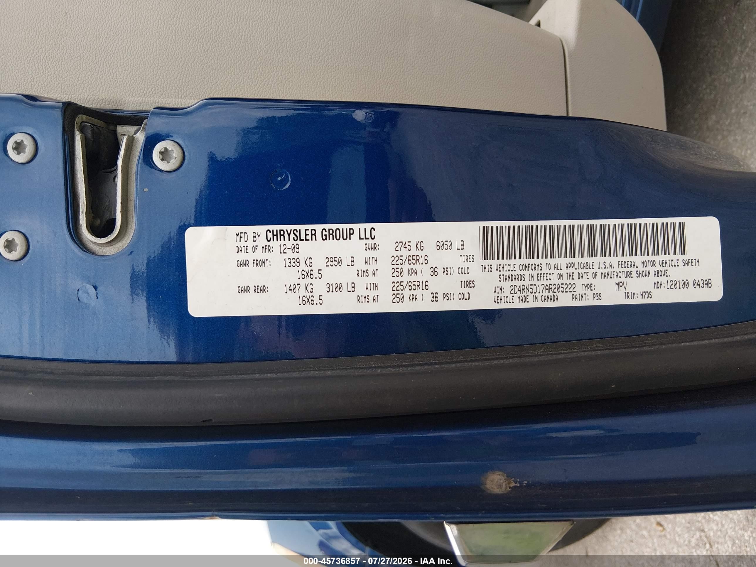 2010 Dodge Grand Caravan Sxt Blue vin: 2D4RN5D17AR205222