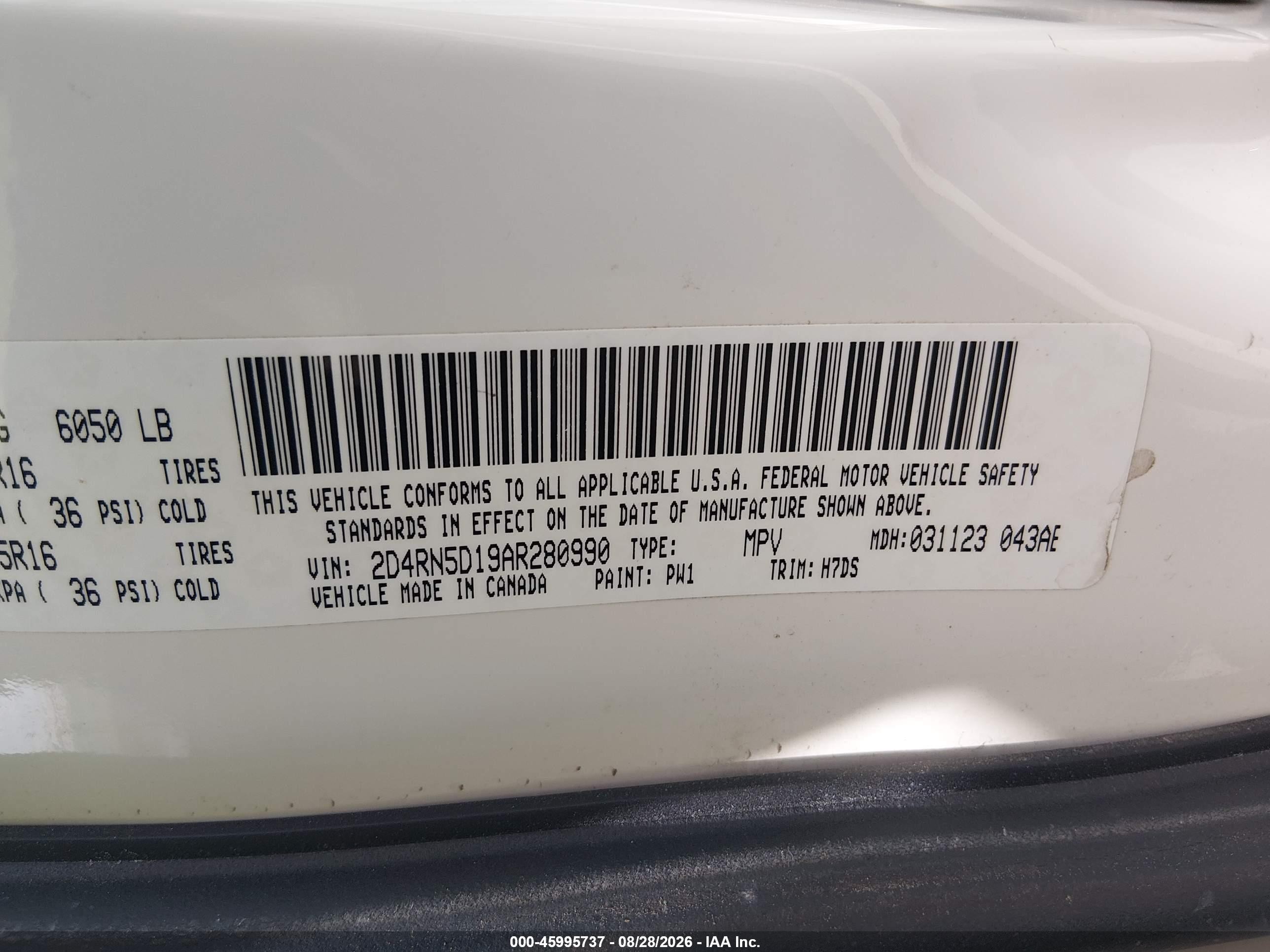 2010 Dodge Grand Caravan Sxt White vin: 2D4RN5D19AR280990