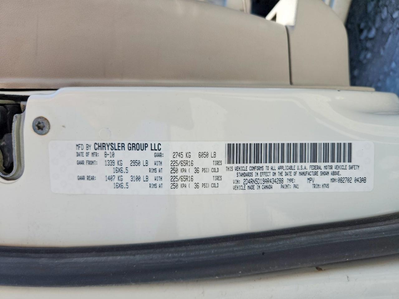 2010 Dodge Grand Caravan Sxt White vin: 2D4RN5D19AR434288