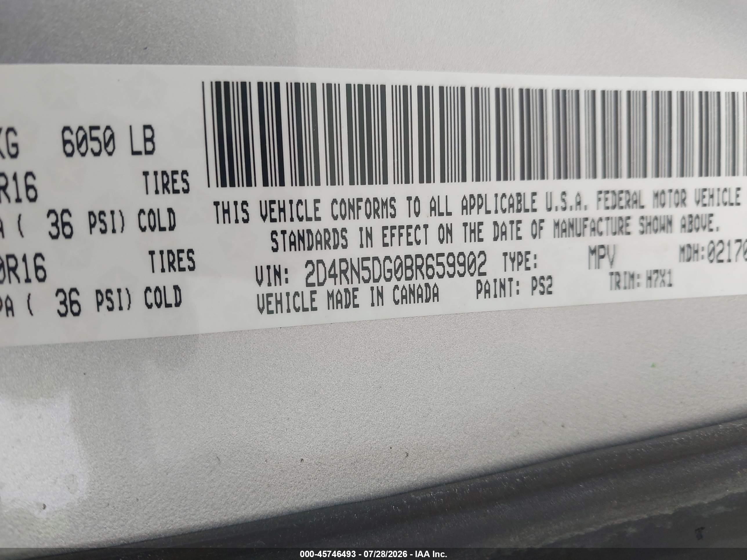 2011 Dodge Grand Caravan Crew Silver vin: 2D4RN5DG0BR659902