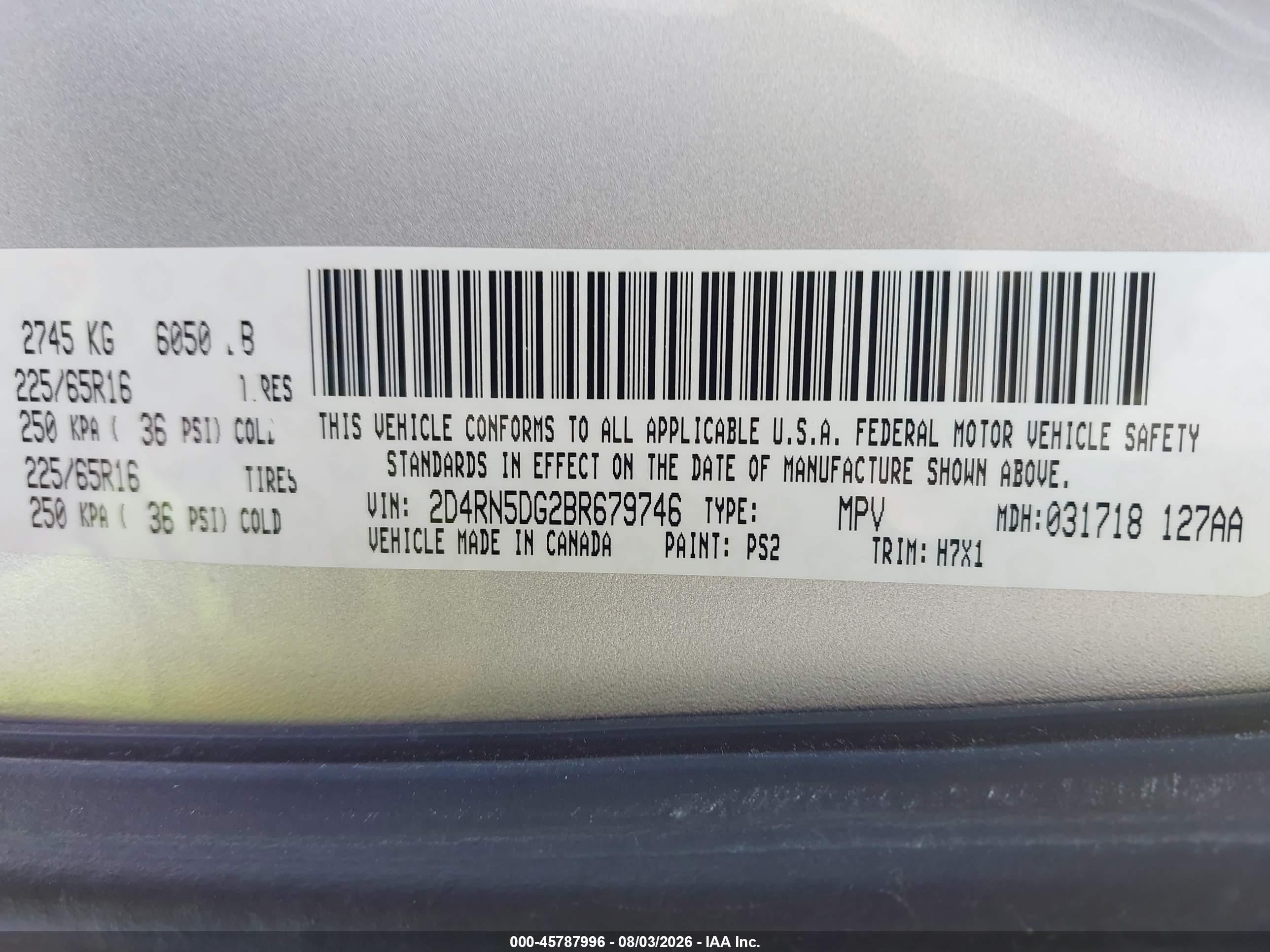 2011 Dodge Grand Caravan Crew Серый vin: 2D4RN5DG2BR679746