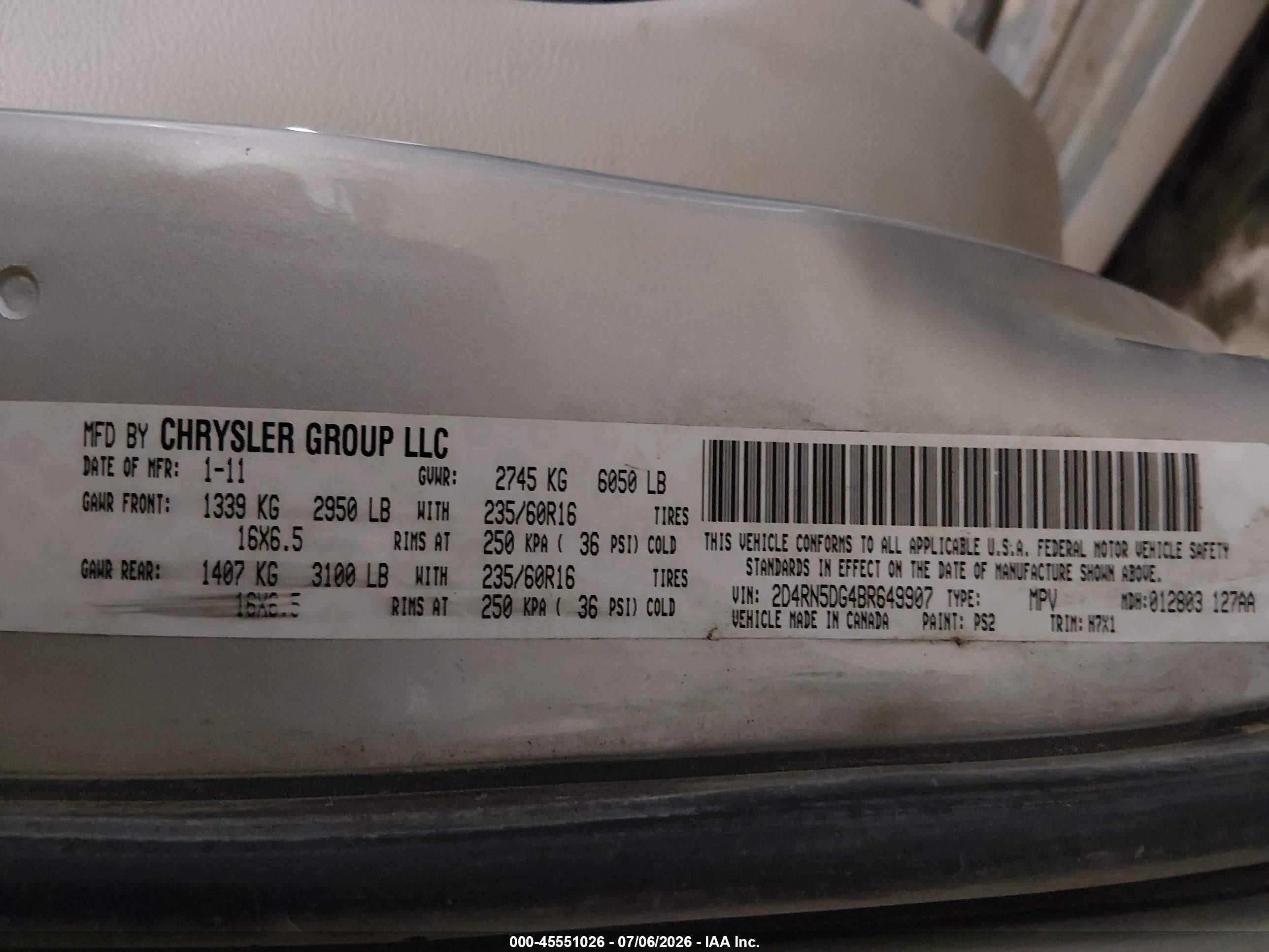2011 Dodge Grand Caravan Crew Silver vin: 2D4RN5DG4BR649907