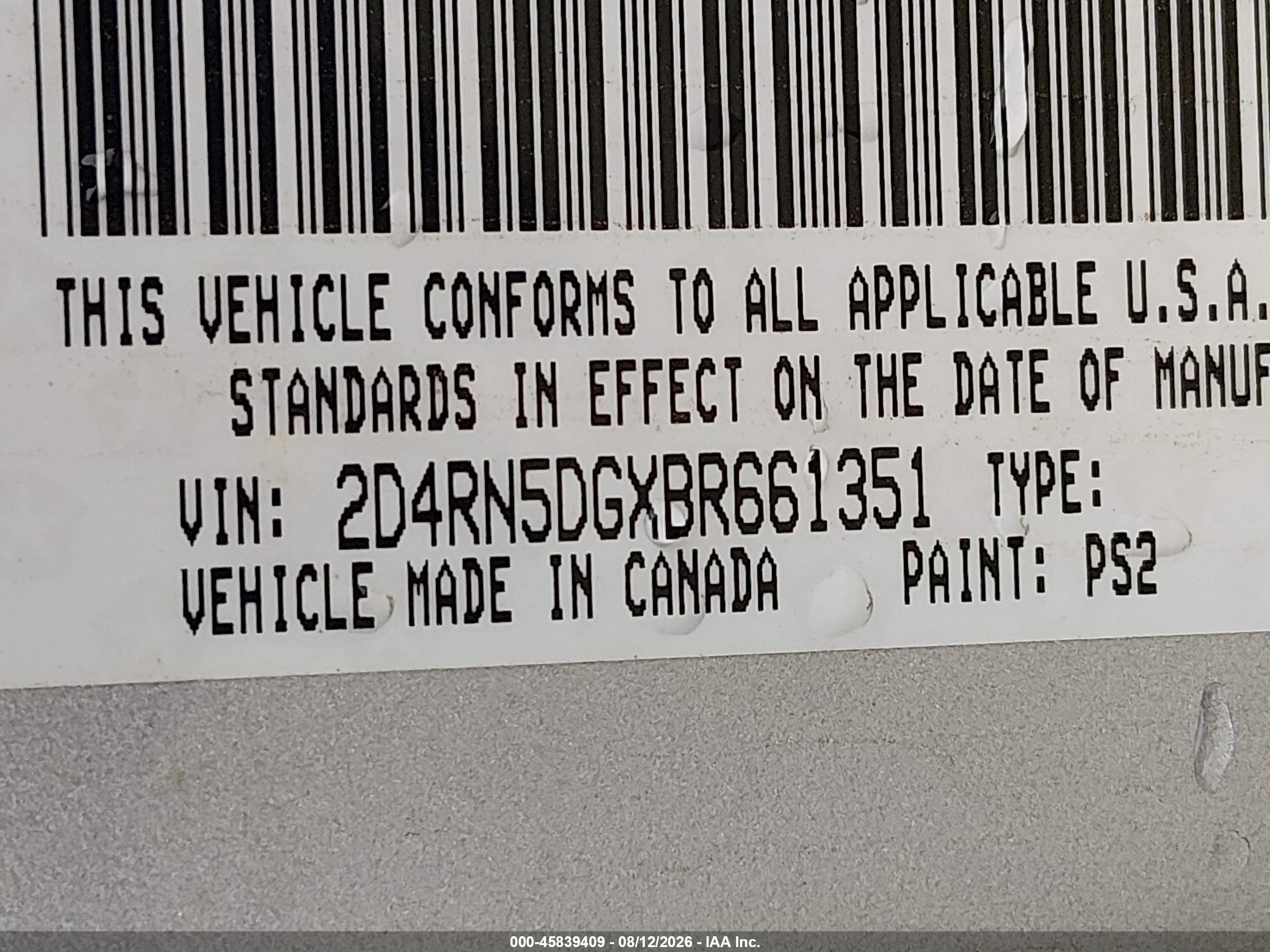 2011 Dodge Grand Caravan Crew Silver vin: 2D4RN5DGXBR661351