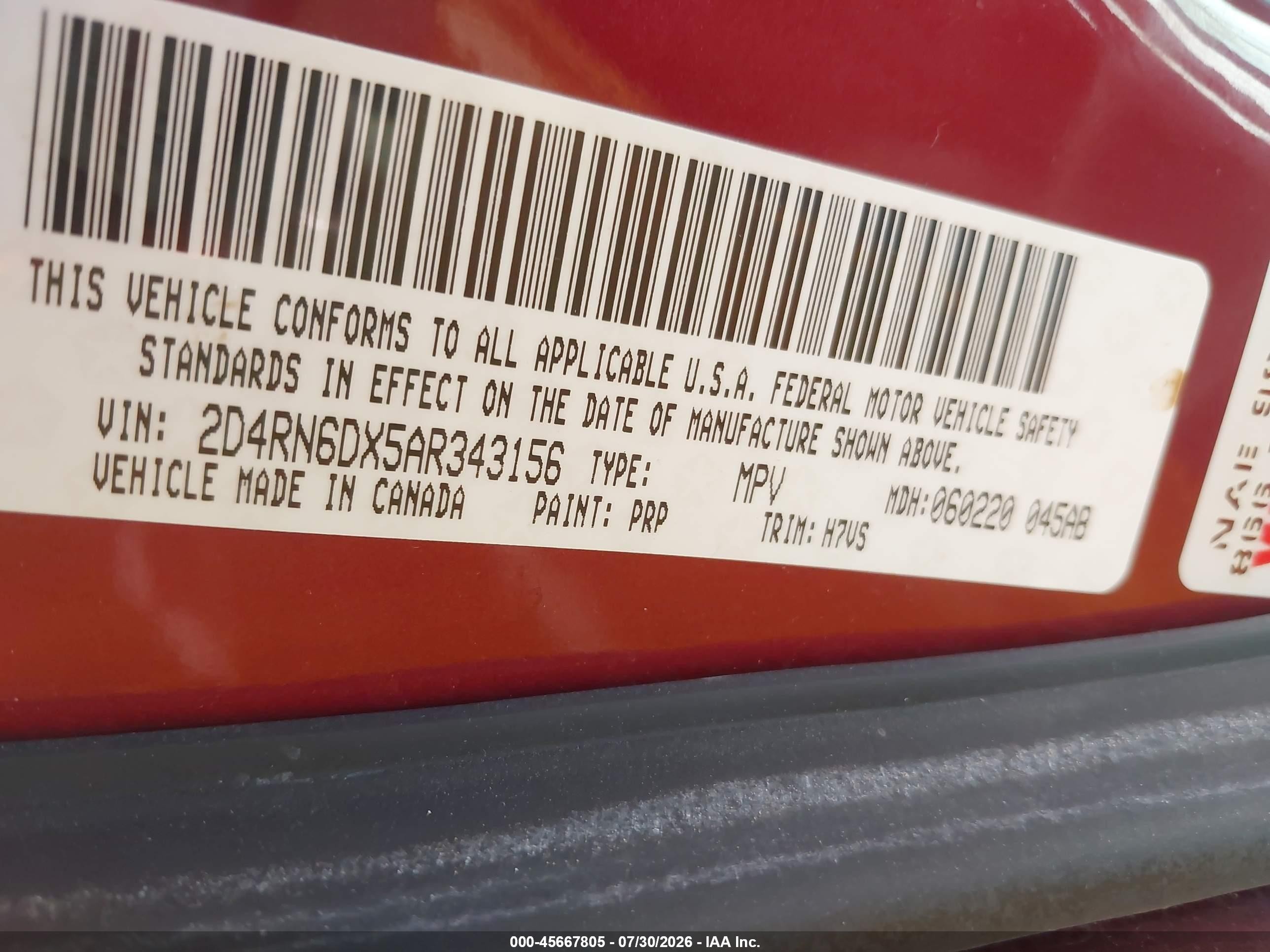 2010 Dodge Grand Caravan Crew Burgundy vin: 2D4RN6DX5AR343156
