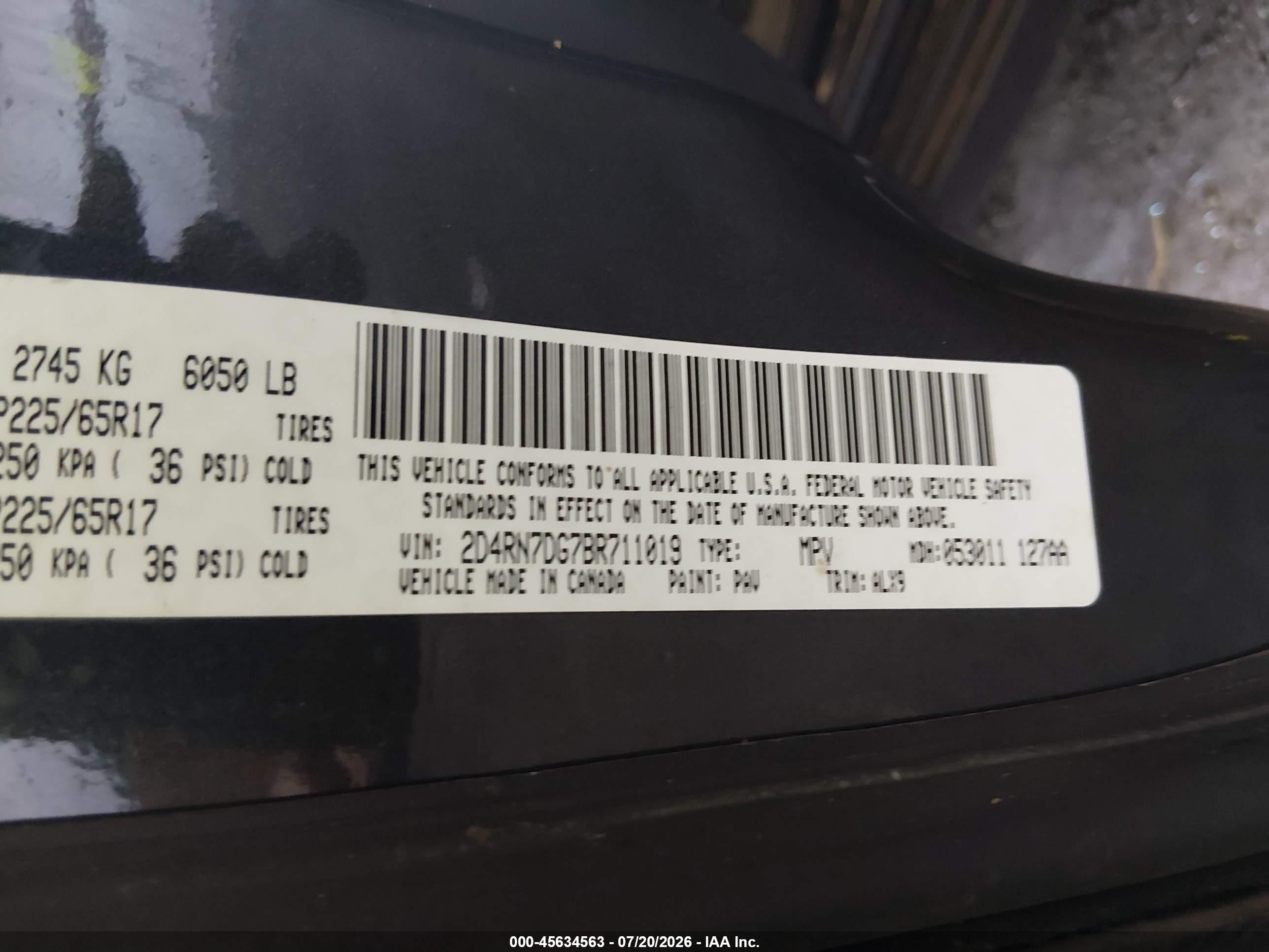 2011 Dodge Grand Caravan R/t Серый vin: 2D4RN7DG7BR711019