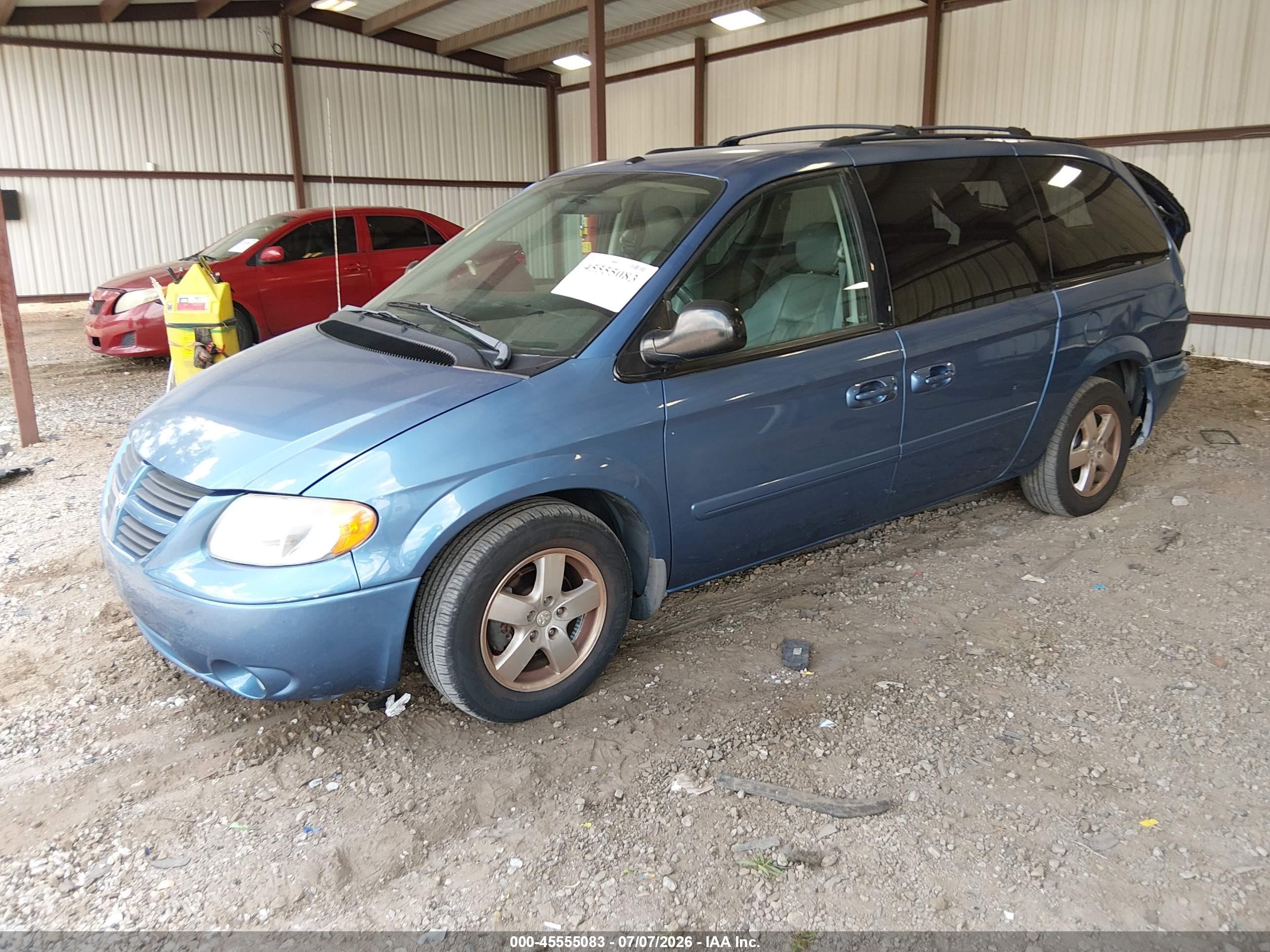 2007 Dodge Grand Caravan Sxt Blue vin: 2D8GP44L07R110263