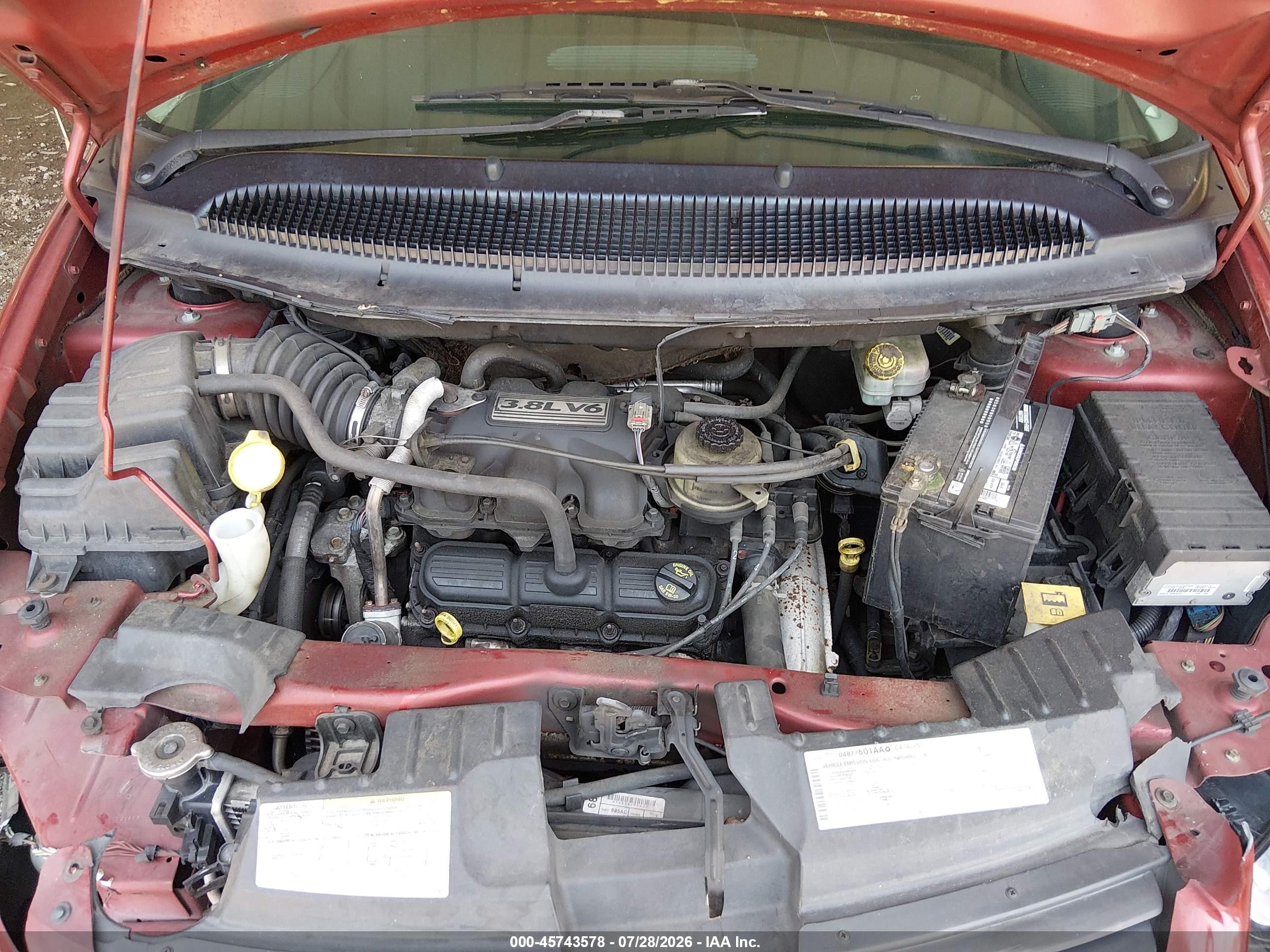 2007 Dodge Grand Caravan Sxt Red vin: 2D8GP44L87R266244