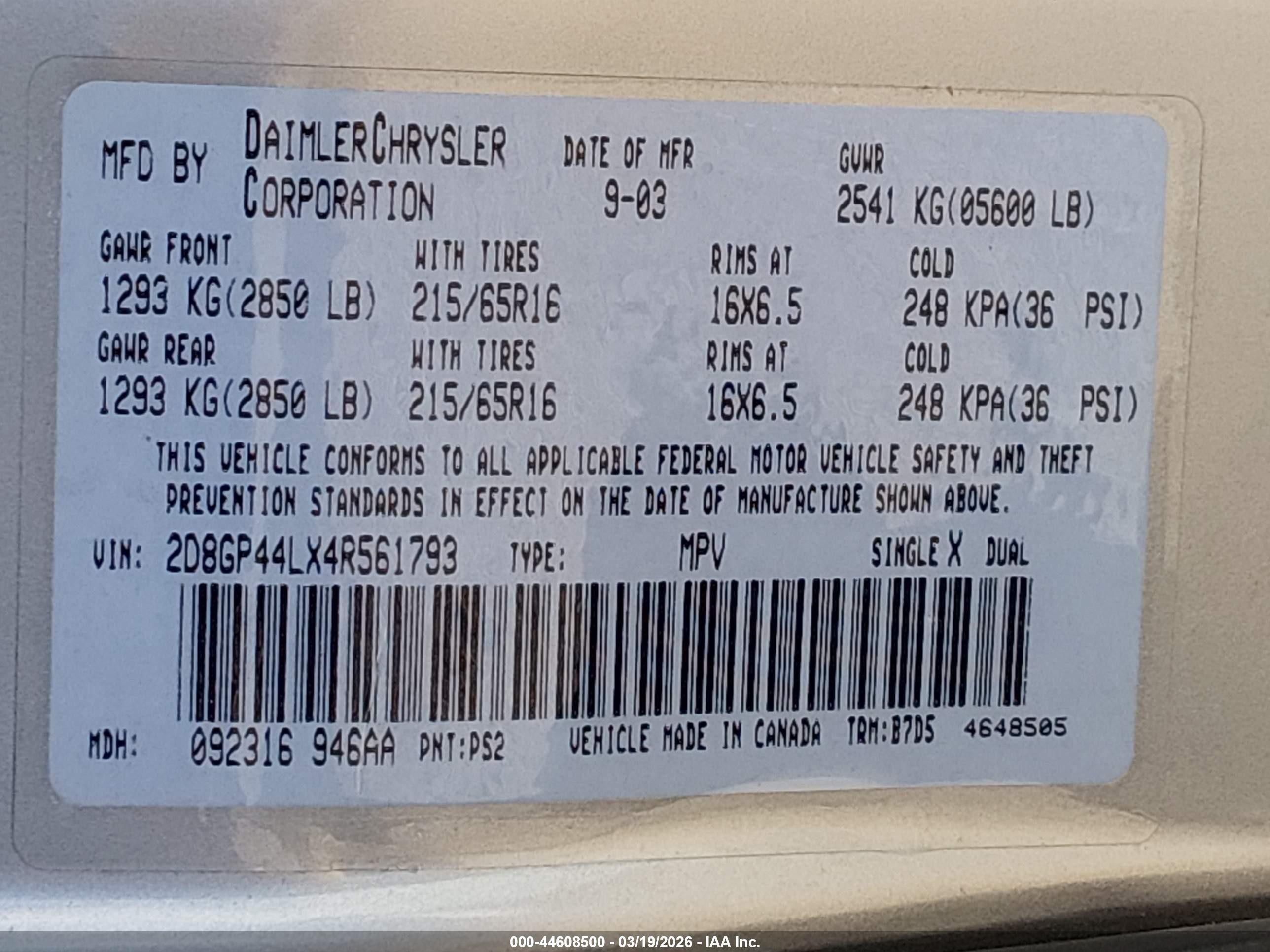 2004 Dodge Grand Caravan Sxt Silver vin: 2D8GP44LX4R561793
