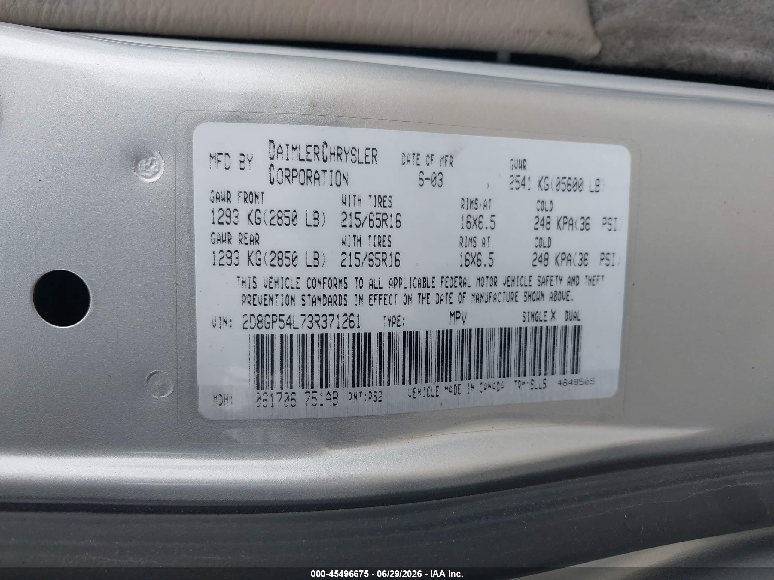 2003 Dodge Grand Caravan Es Silver vin: 2D8GP54L73R371261