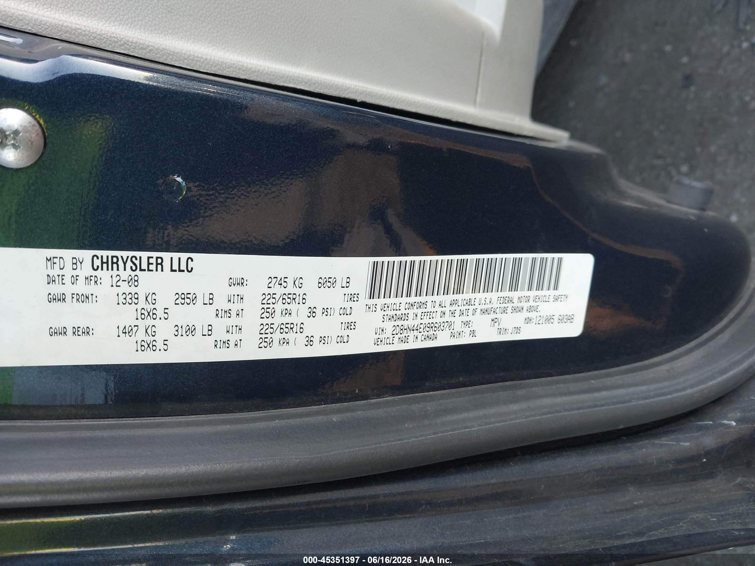 2009 Dodge Grand Caravan Se Blue vin: 2D8HN44E09R603701