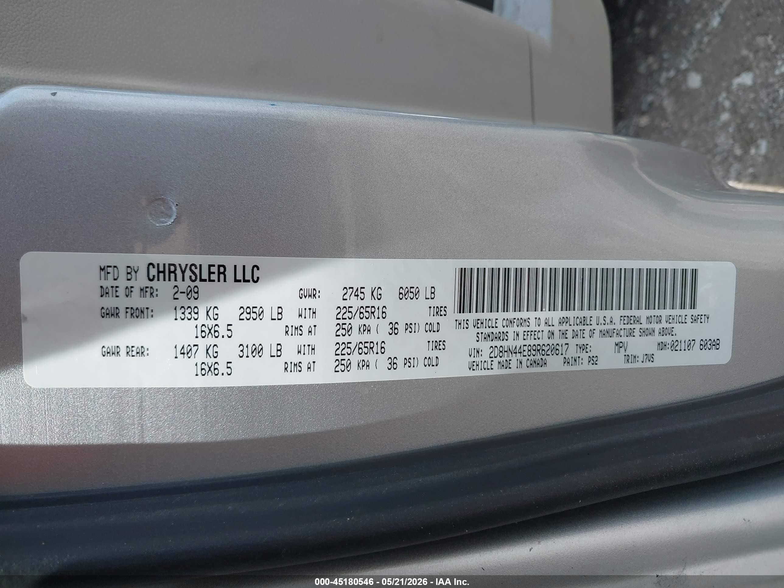 2009 Dodge Grand Caravan Se Silver vin: 2D8HN44E89R620617